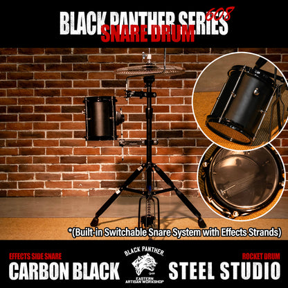 Black Panther Series-6" Carbon Black Steel Studio Effects Side Snare & Rocket Drum