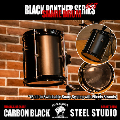 Black Panther Series-6" Carbon Black Steel Studio Effects Side Snare & Rocket Drum