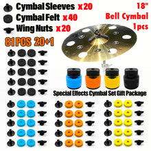 81 pcs Golden Effect Crash Cymbal with Bells& Cymbal Washe 10pcs & Cymbal Wing Nuts 5pcs $ Cymbal Sleeves 5pcs
