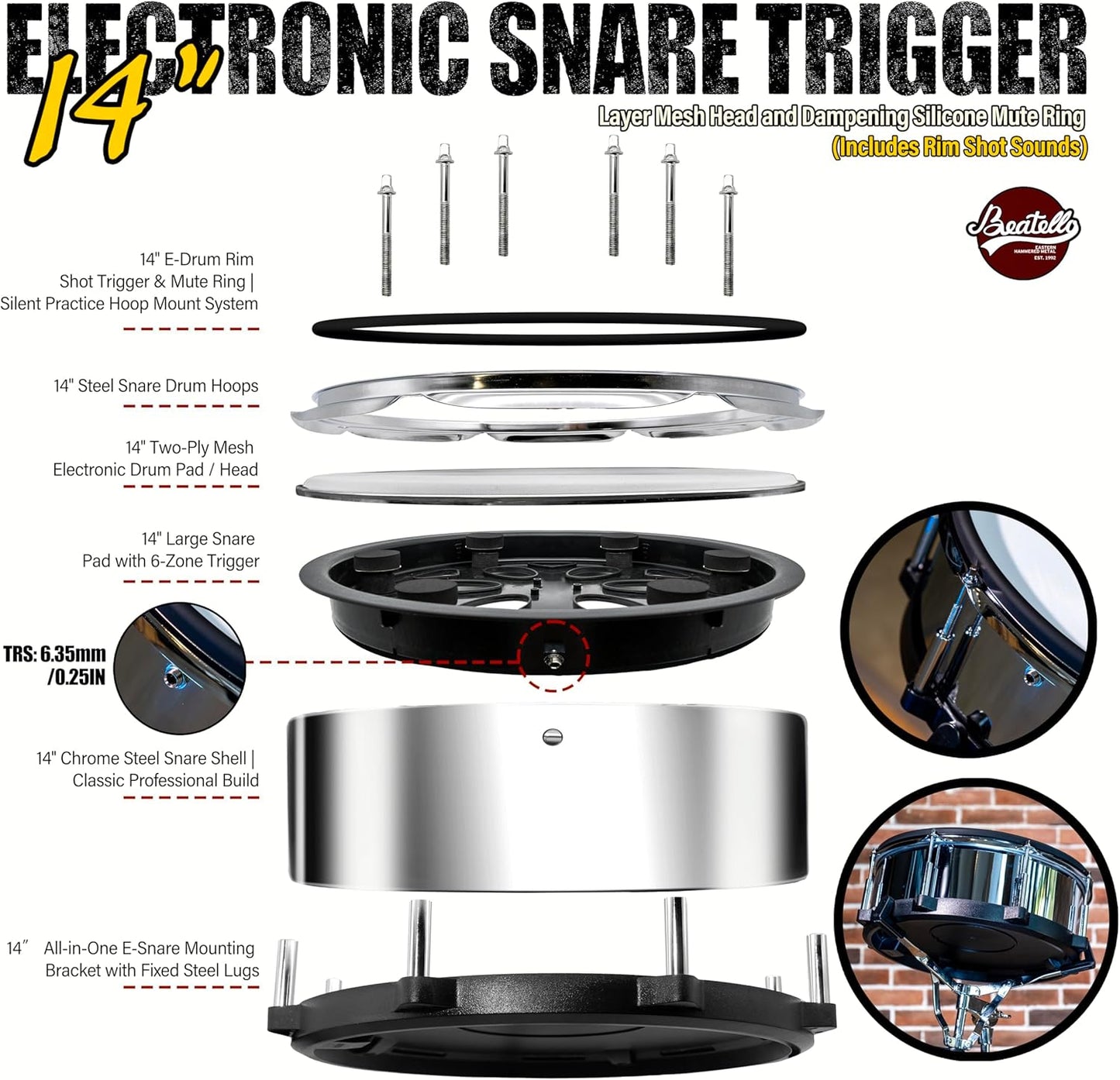 14" Electronic Digital Snare Drum