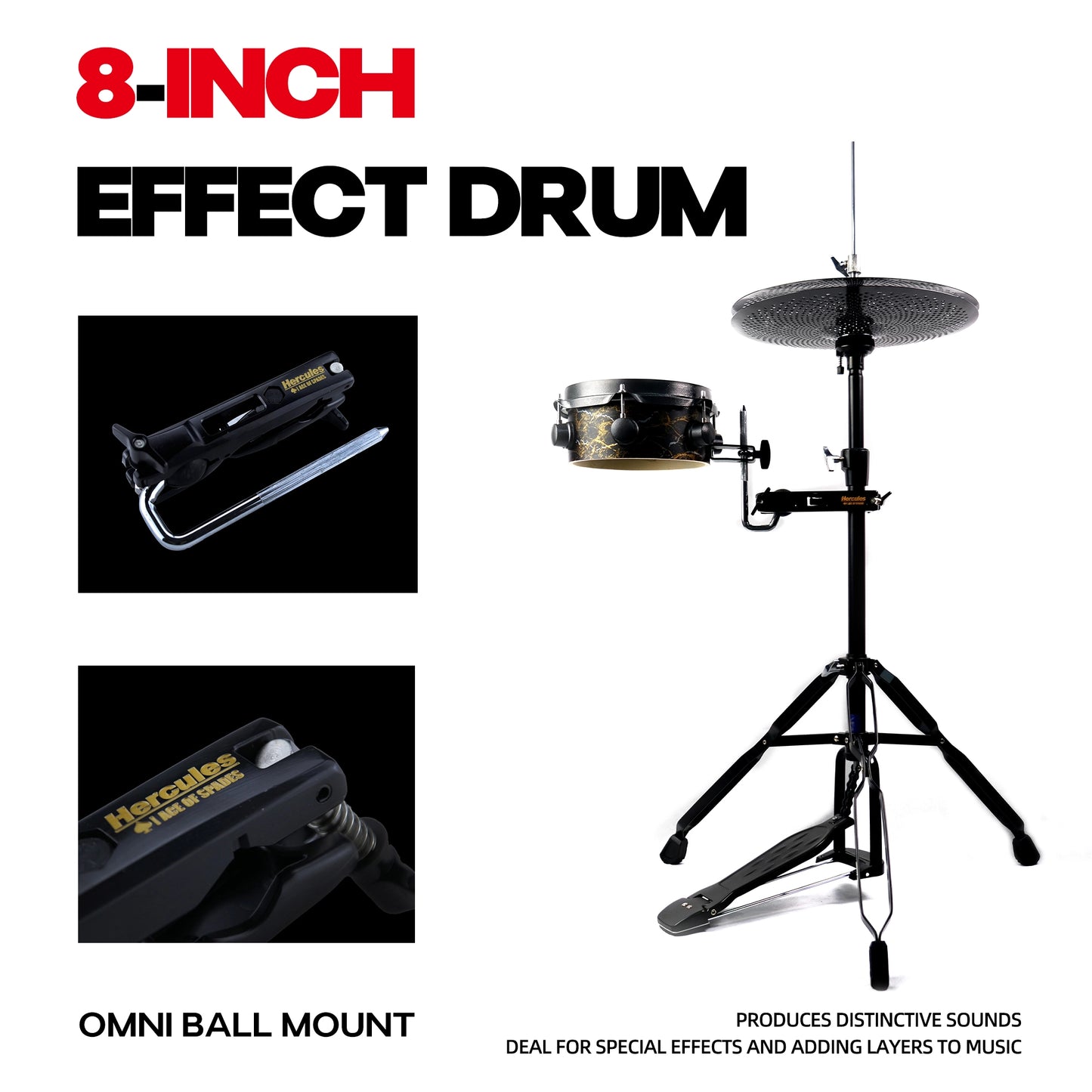 8-IN Snare Drum With a Gimbal Ball Drum