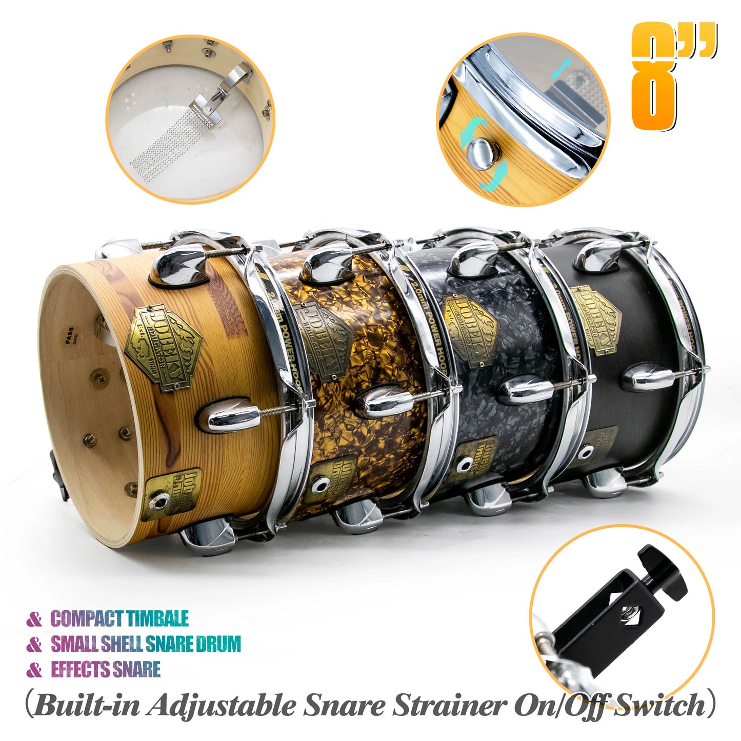 8" Compact Timbale & Small Shell Snare Drum & Effects Snare