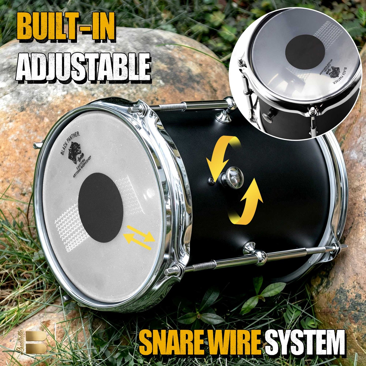 Beatello Black Panther Series 6" x 8" Snare | Hi-Hat Mountable Special Effect Drum