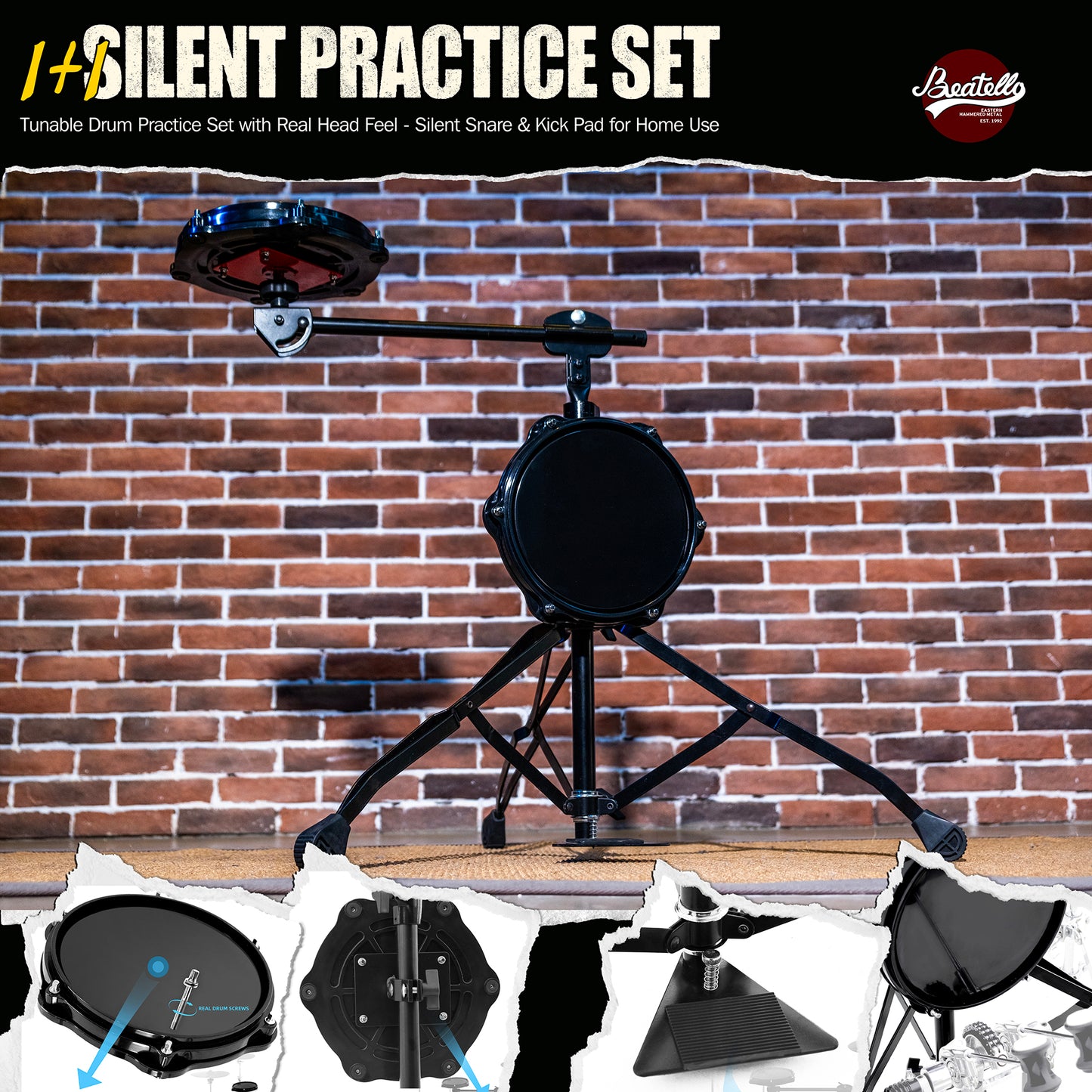 Tunable Drum Practice Pad Set