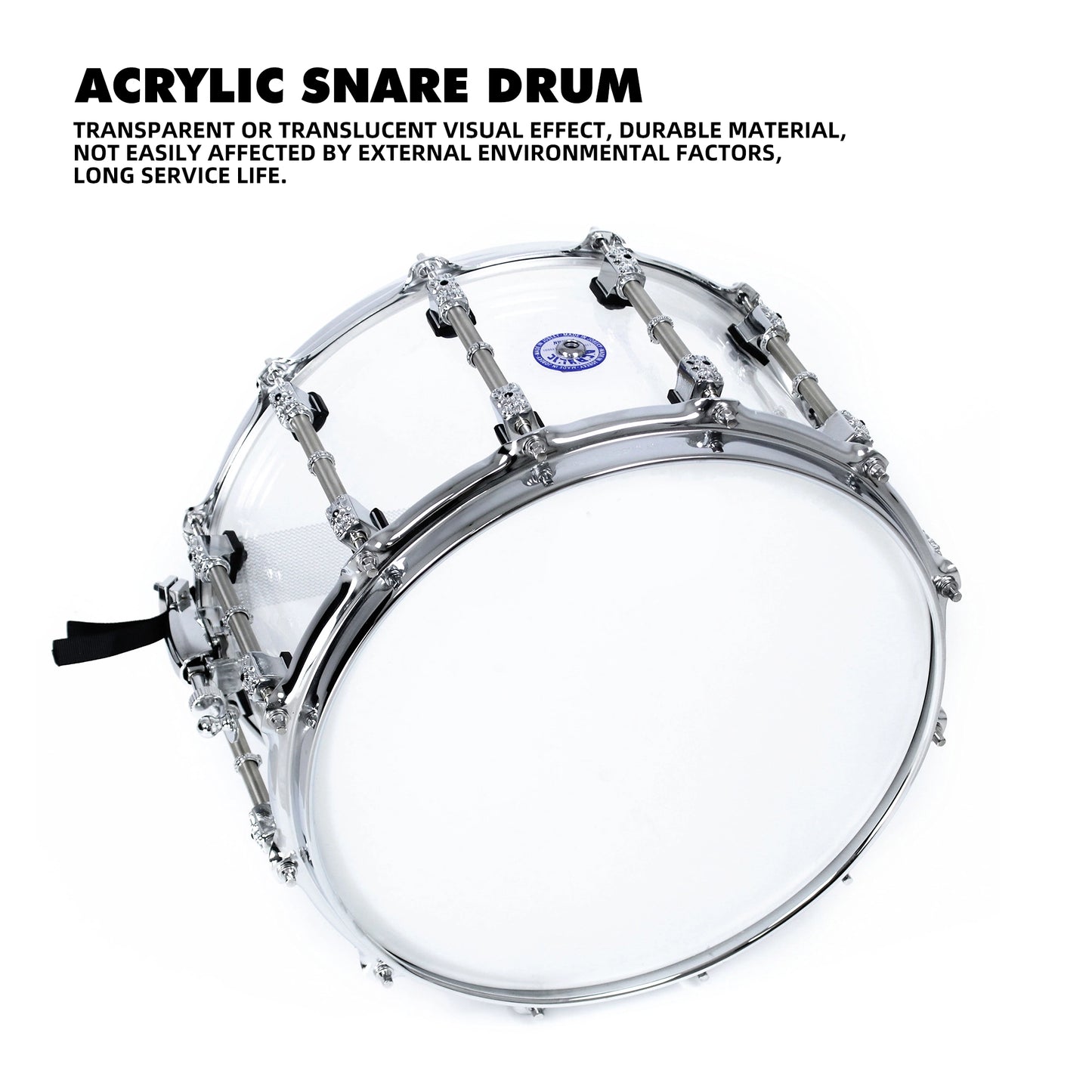 Acrylic God of War Snare Drum – 14" Clear Shell, Bright & Durable