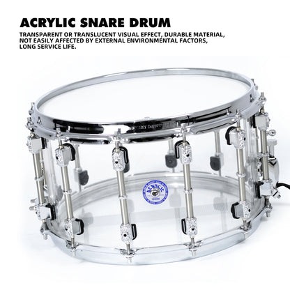 Acrylic God of War Snare Drum – 14" Clear Shell, Bright & Durable