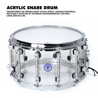 Acrylic God of War Snare Drum – 14" Clear Shell, Bright & Durable