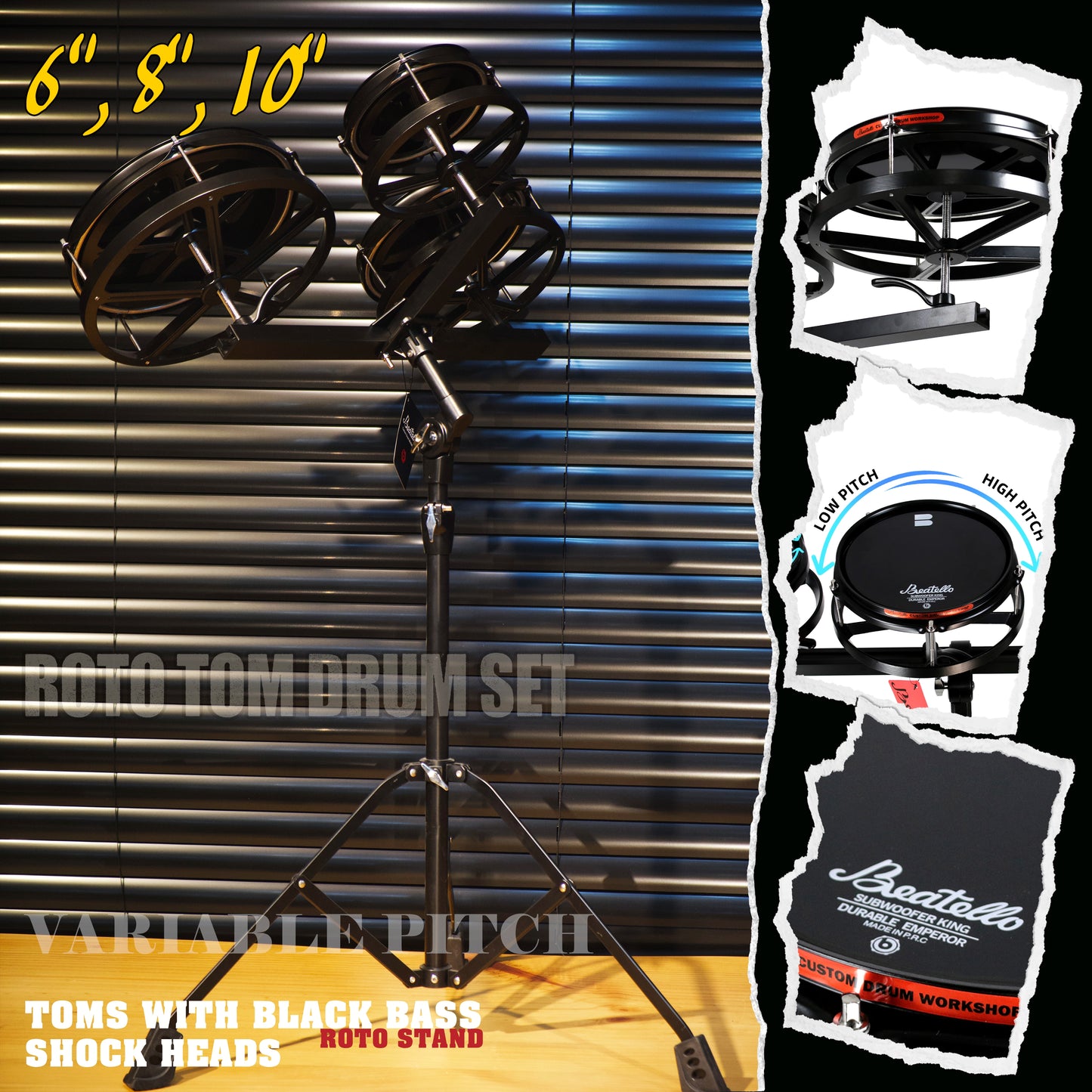 Beatello-JBK Drums Roto Tom Drum Set （Upgraded version）