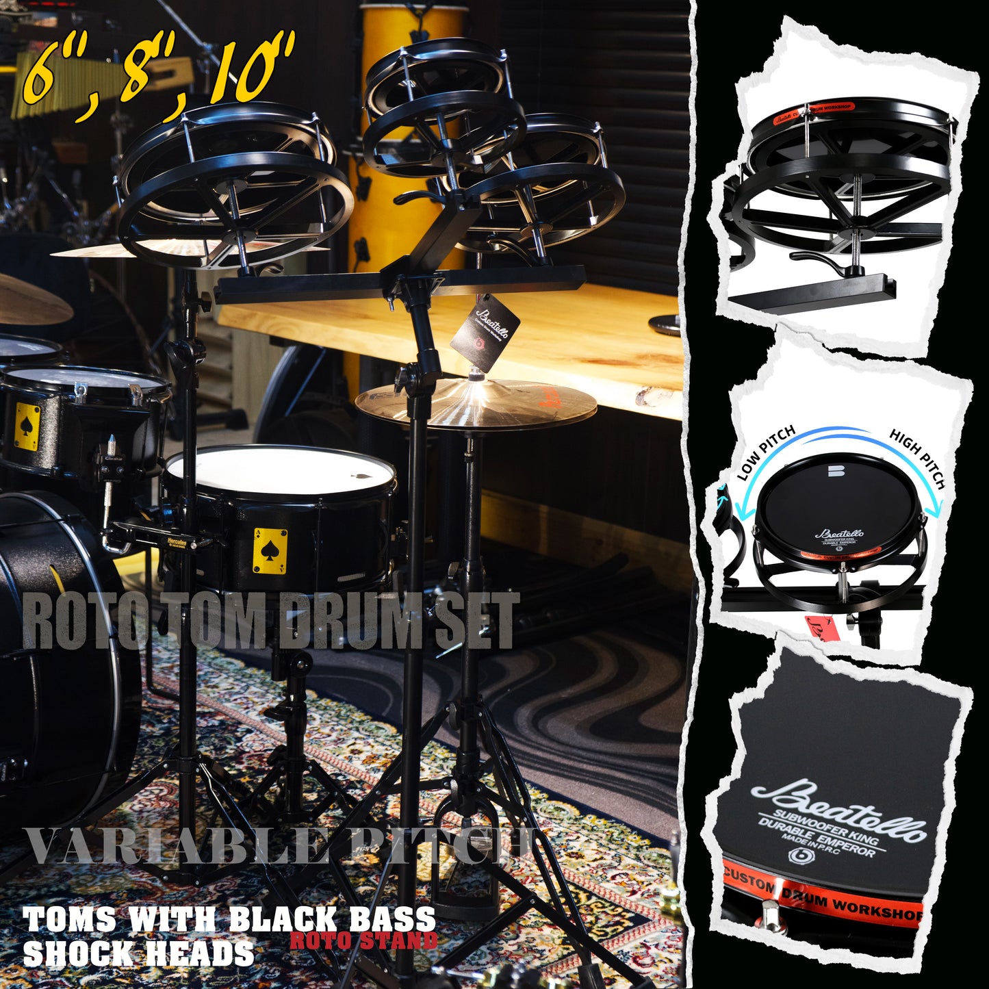 Beatello-JBK Drums Roto Tom Drum Set （Upgraded version）