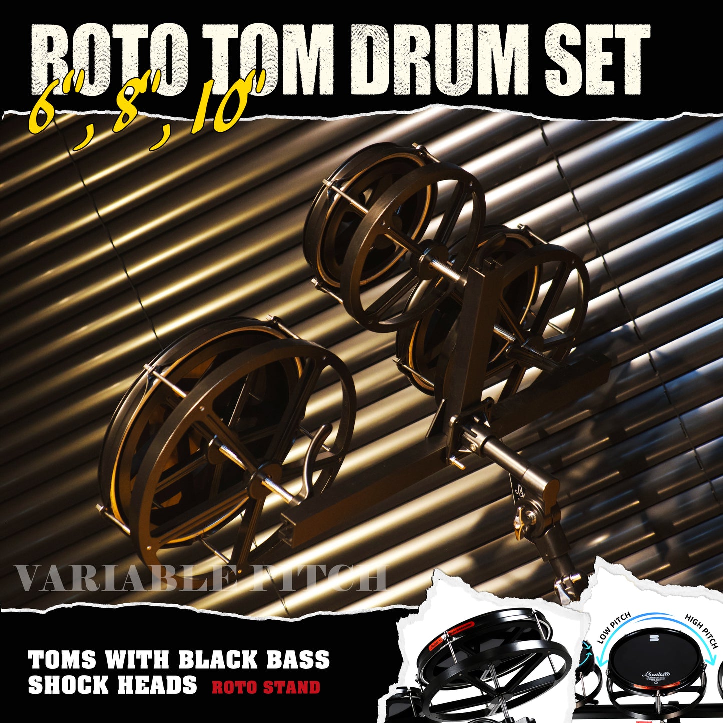 Beatello-JBK Drums Roto Tom Drum Set （Upgraded version）