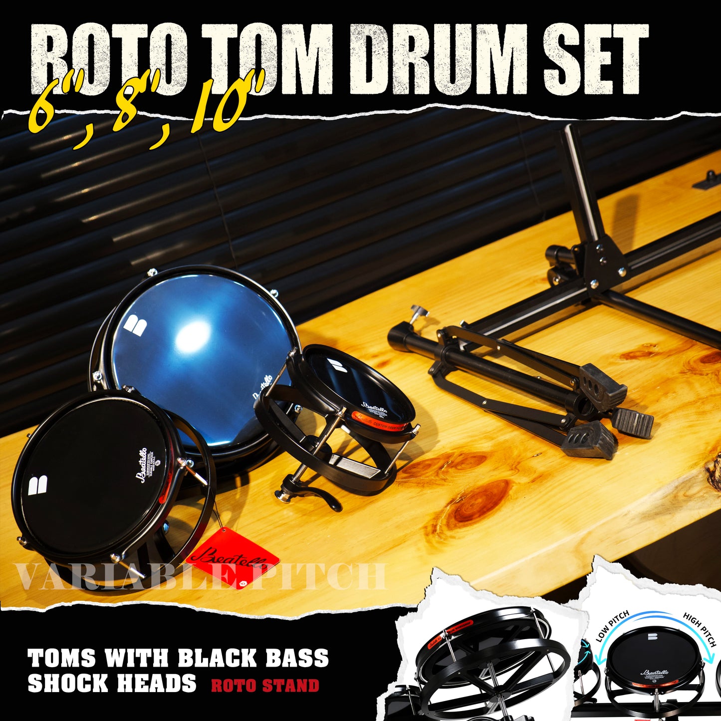 Beatello-JBK Drums Roto Tom Drum Set （Upgraded version）