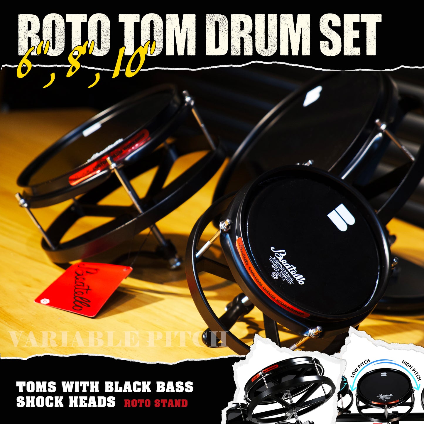 Beatello-JBK Drums Roto Tom Drum Set （Upgraded version）