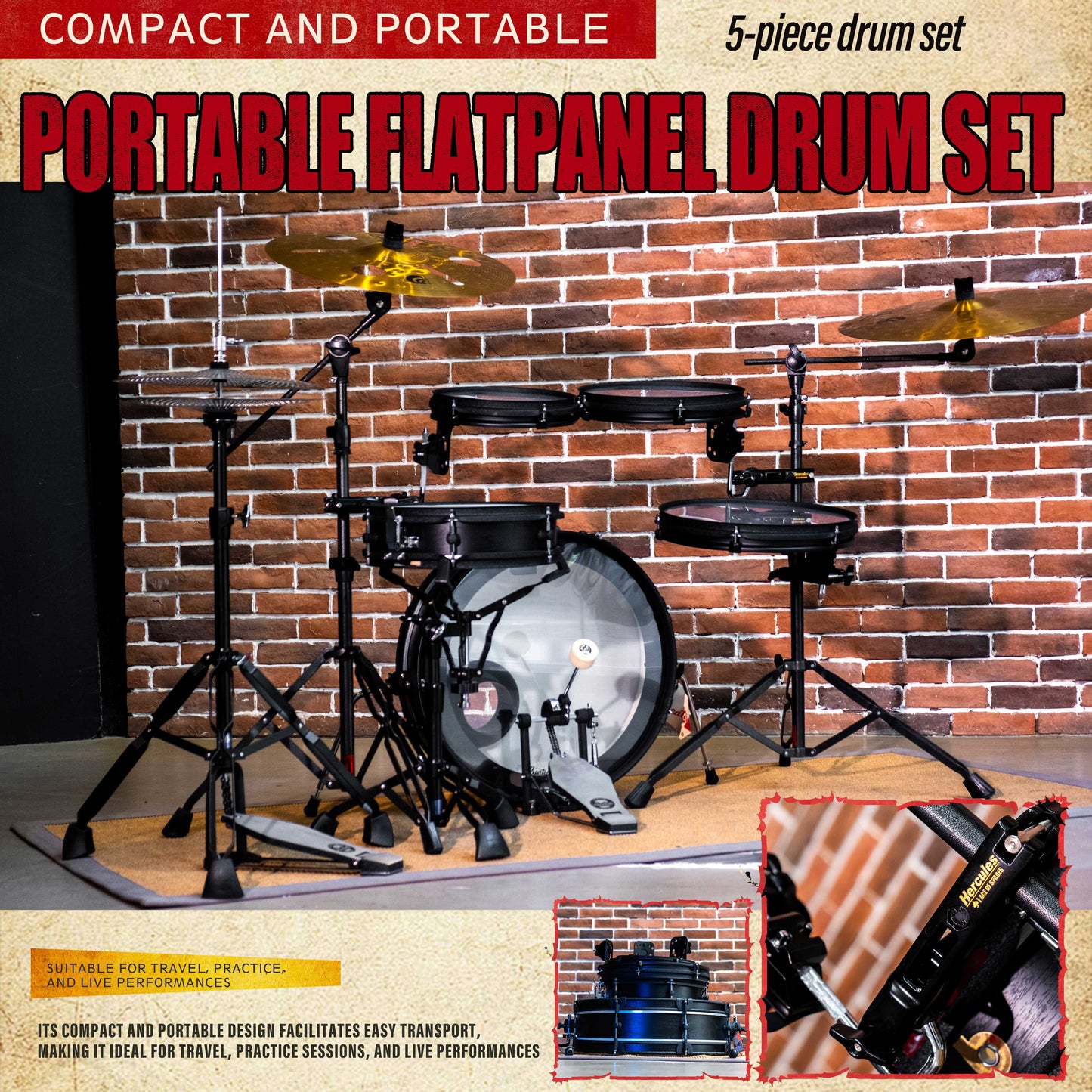 Beatello-Ultra Portable Drum Set| 1.5" Thin Shells