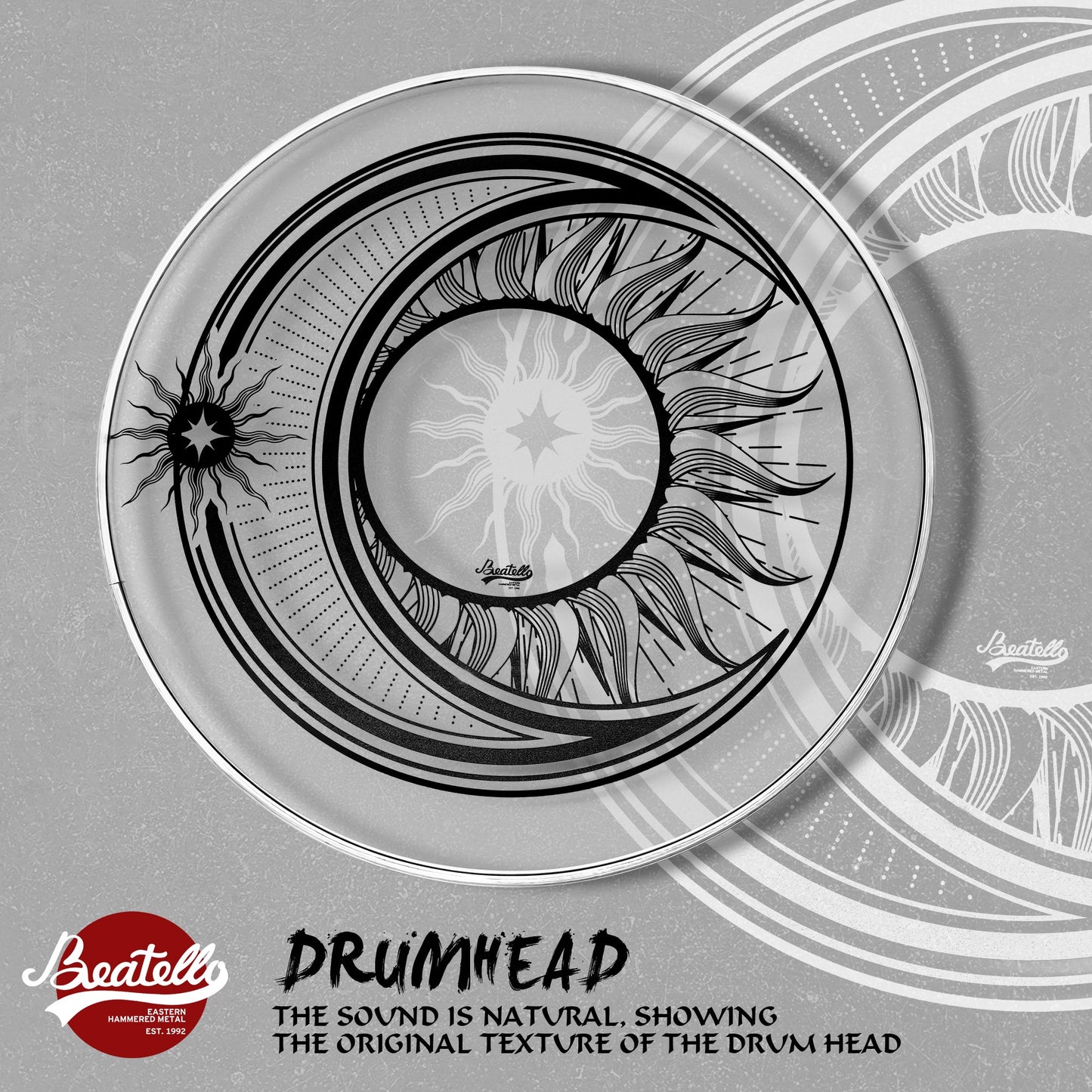 Beatello 14-Inch Drum Heads With Sun and Moon Prints Beatello