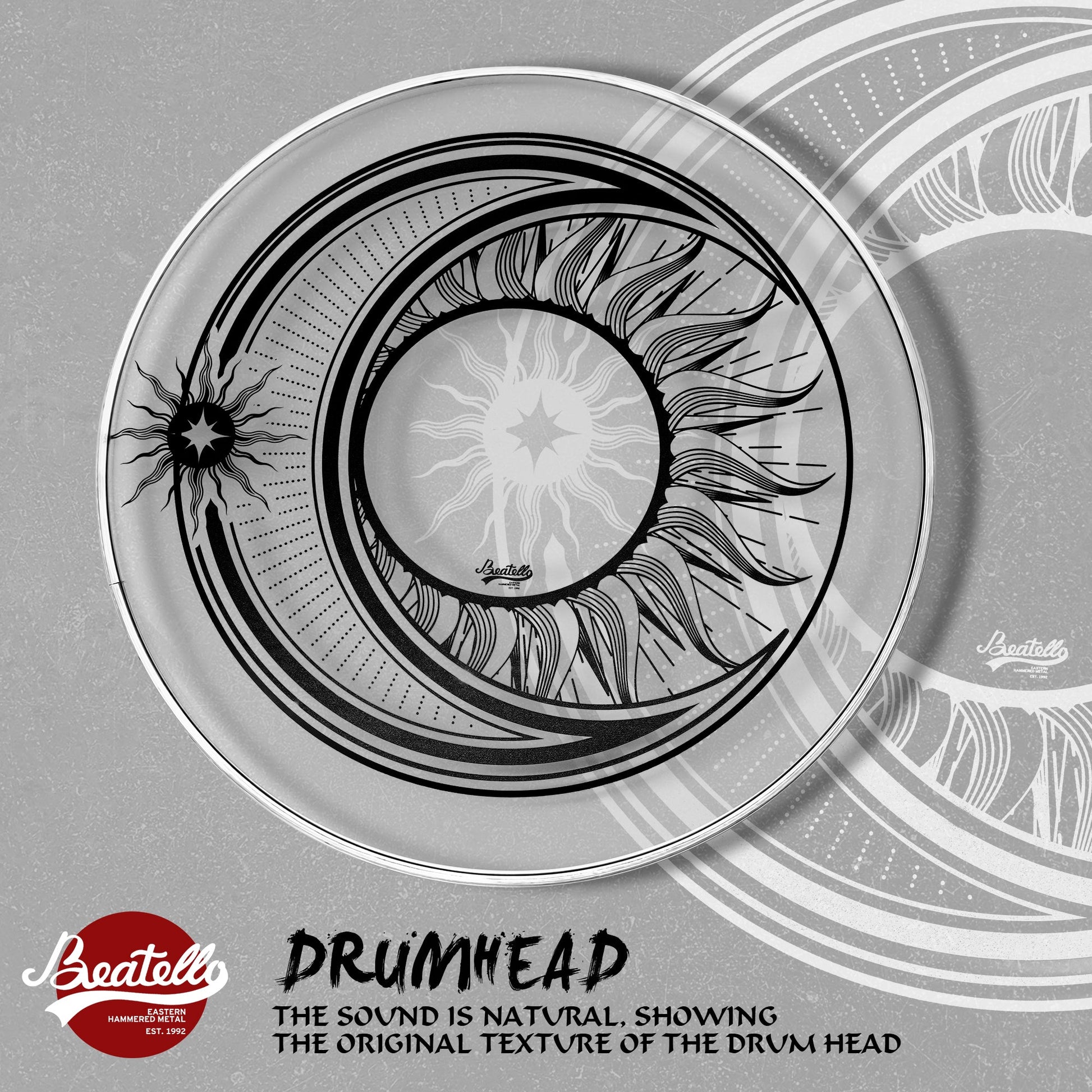 Beatello 14-Inch Drum Heads With Sun and Moon Prints Beatello