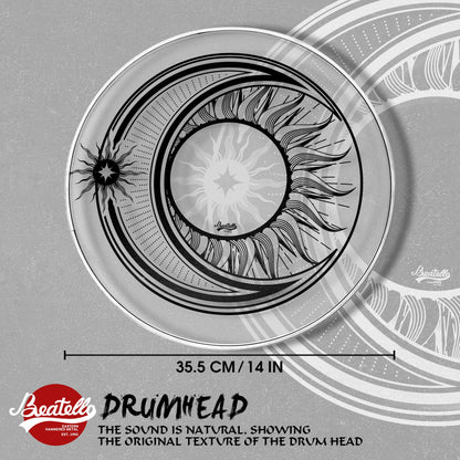 Beatello 14-Inch Drum Heads With Sun and Moon Prints Beatello
