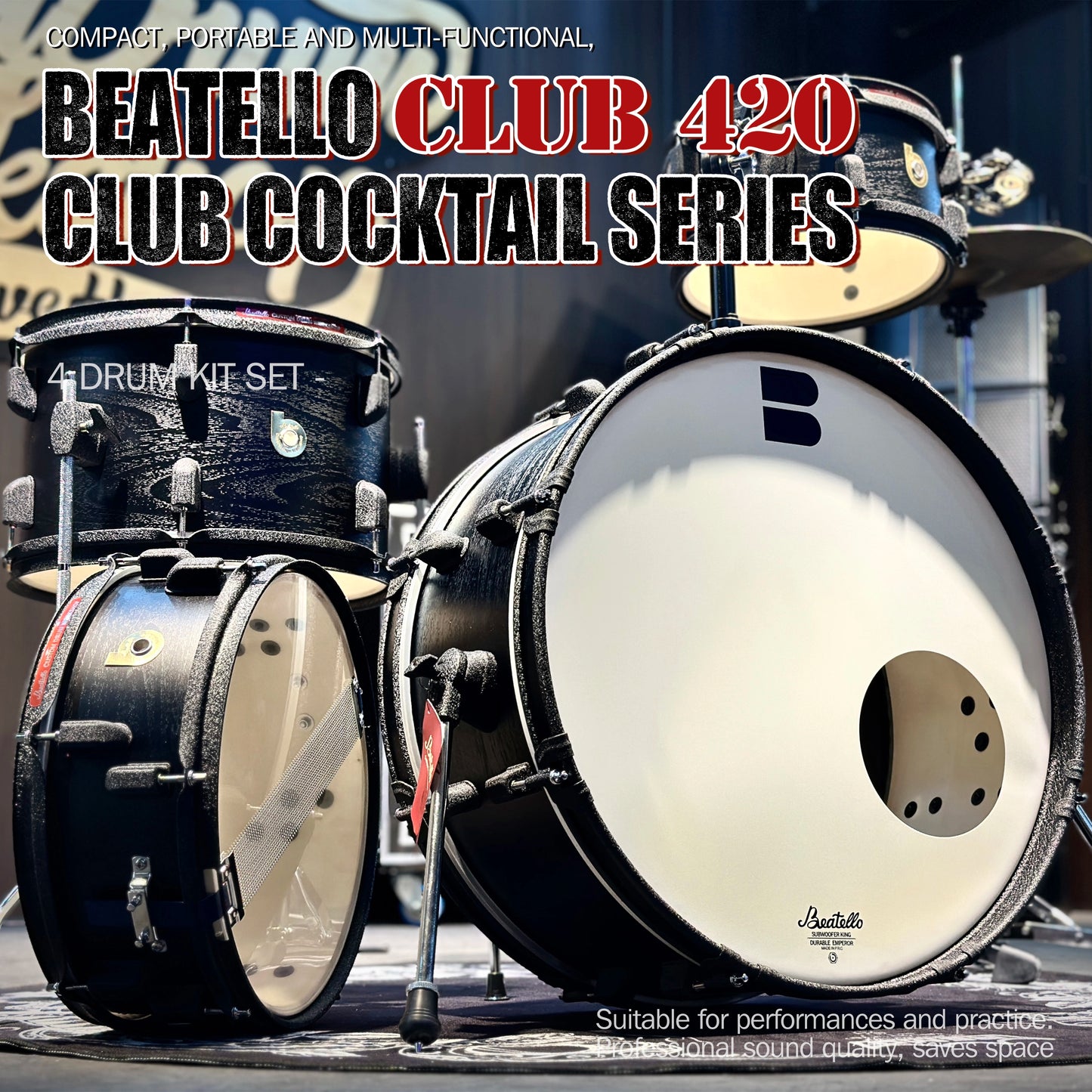 Beatello Club420 Jam Pancake Drum Kit 4-Piece