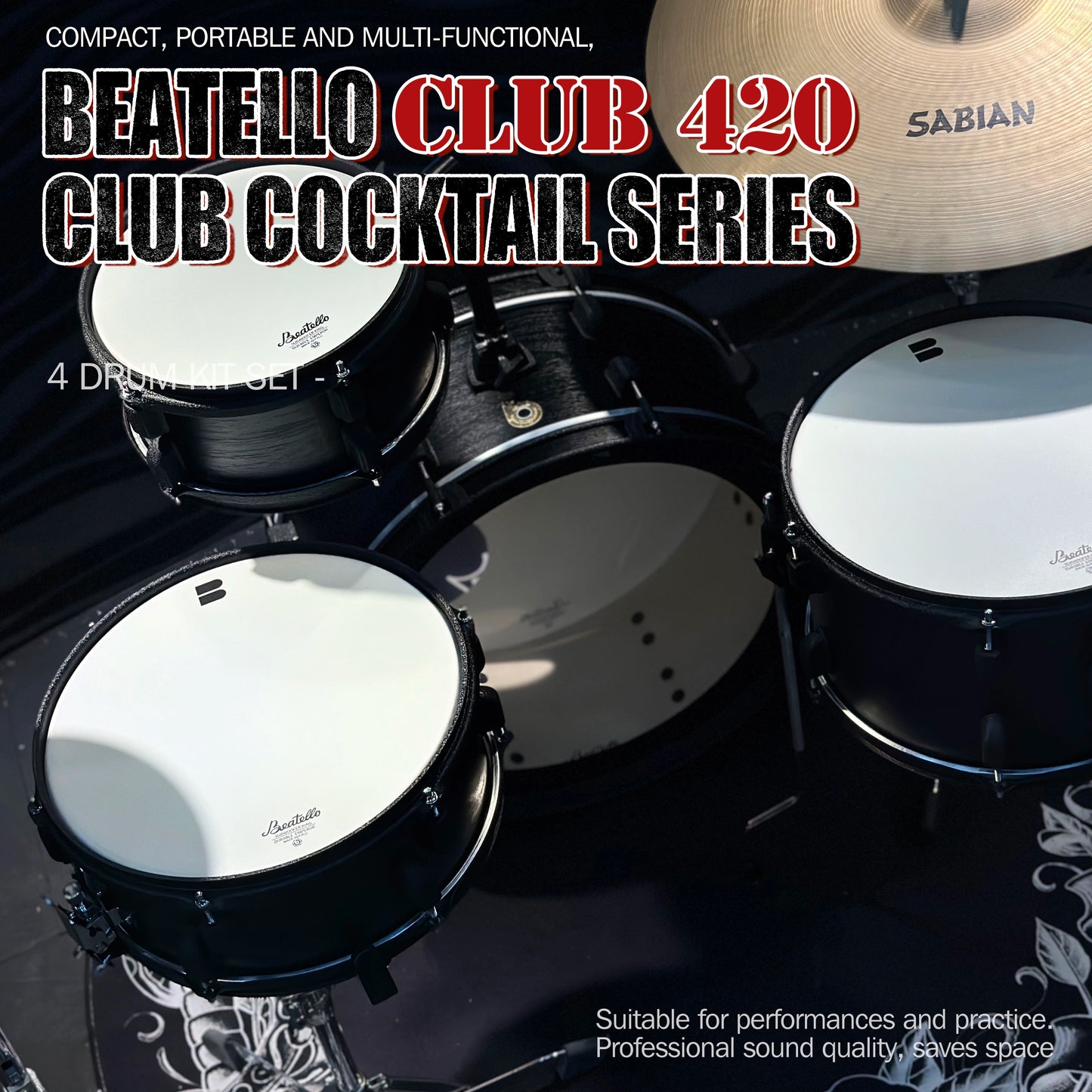 Beatello Club420 Jam Pancake Drum Kit 4-Piece