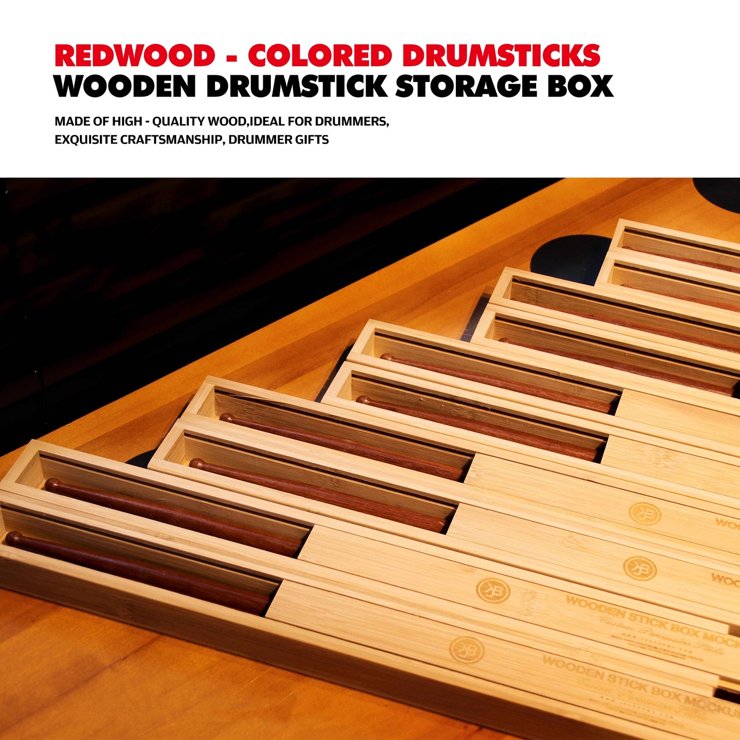 Drum Sticks&Wooden Drumstick Storage Box