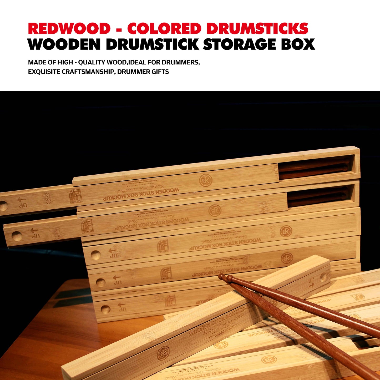 Drum Sticks&Wooden Drumstick Storage Box