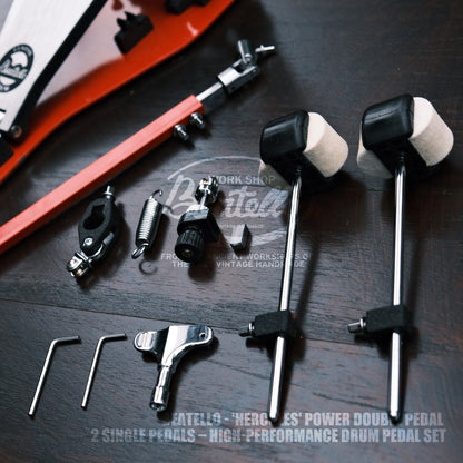 Beatello 'Hercules' Power Double Pedal & 2 Single Pedals Beatello workshop