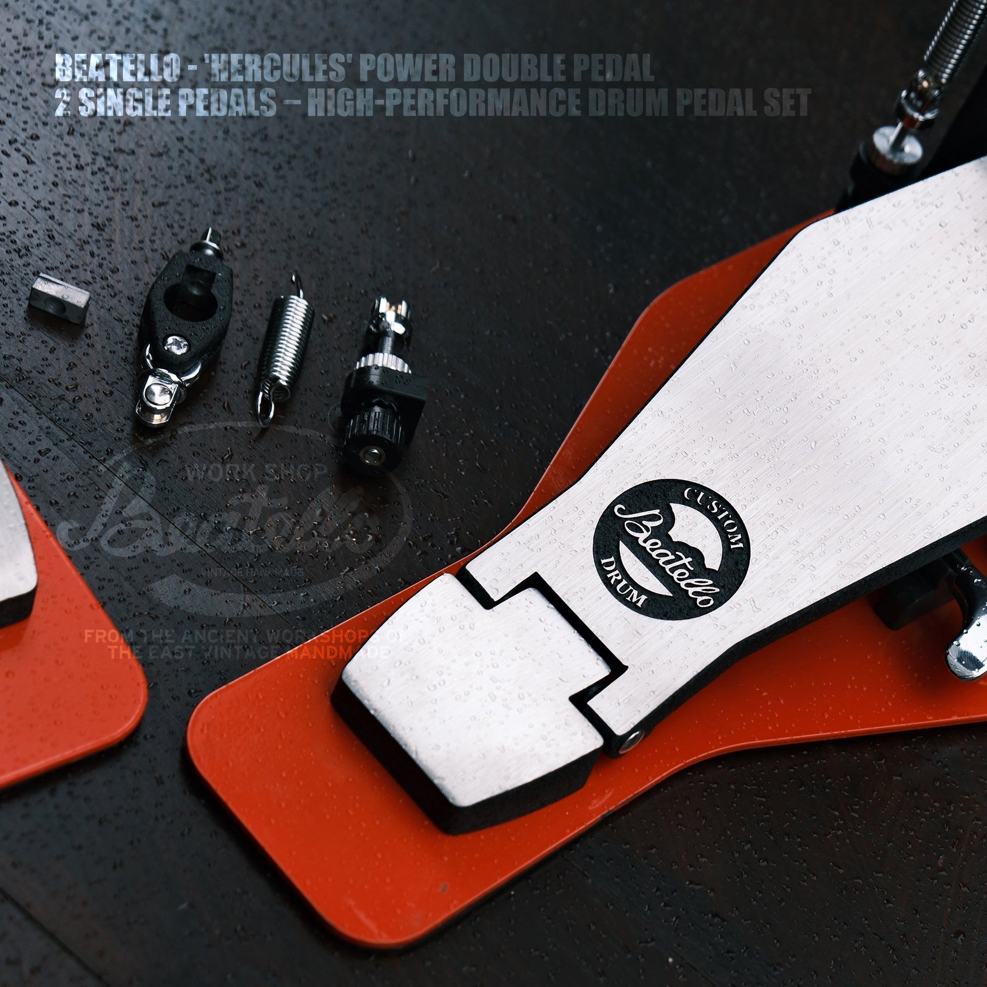 Beatello 'Hercules' Power Double Pedal & 2 Single Pedals Beatello workshop