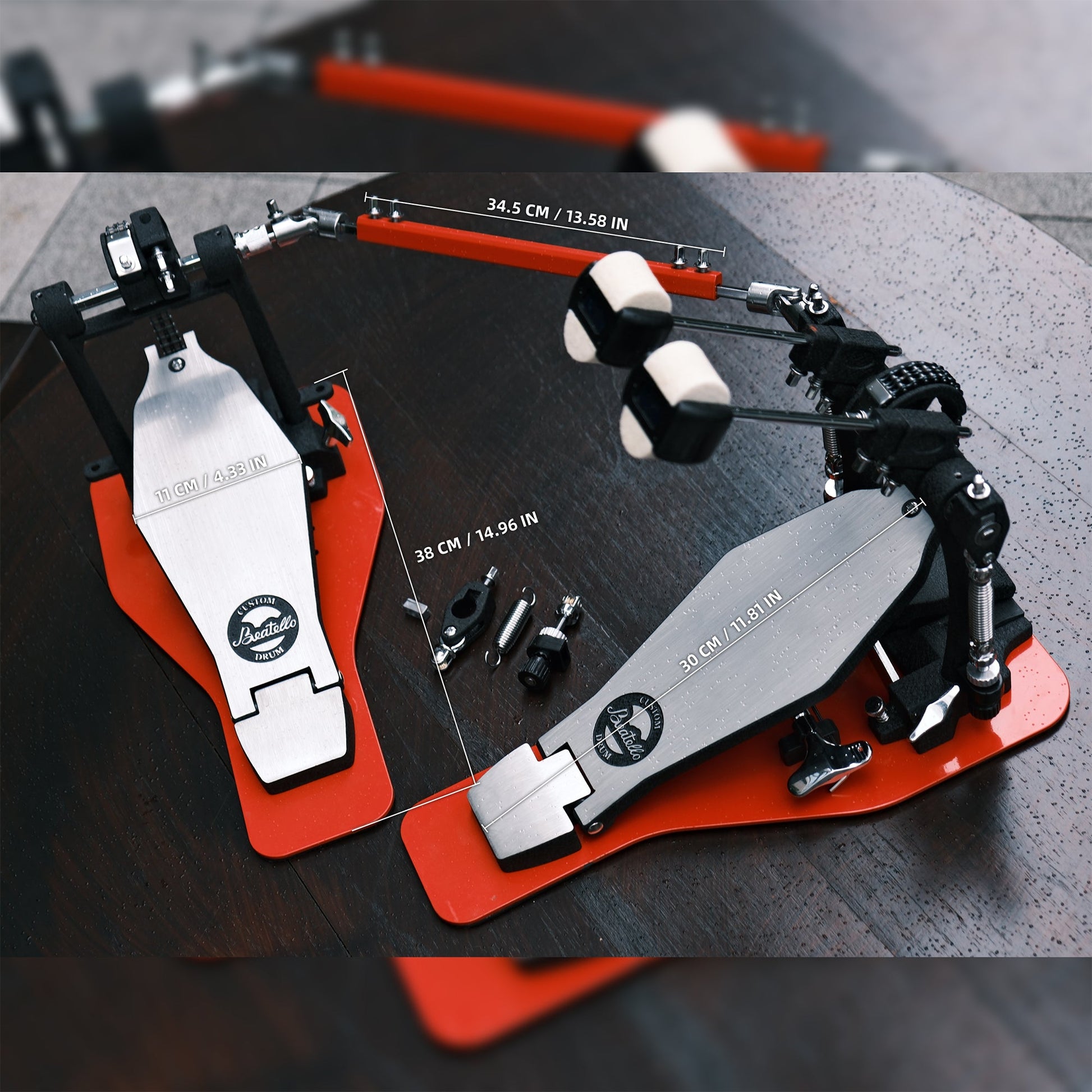 Beatello 'Hercules' Power Double Pedal & 2 Single Pedals Beatello workshop