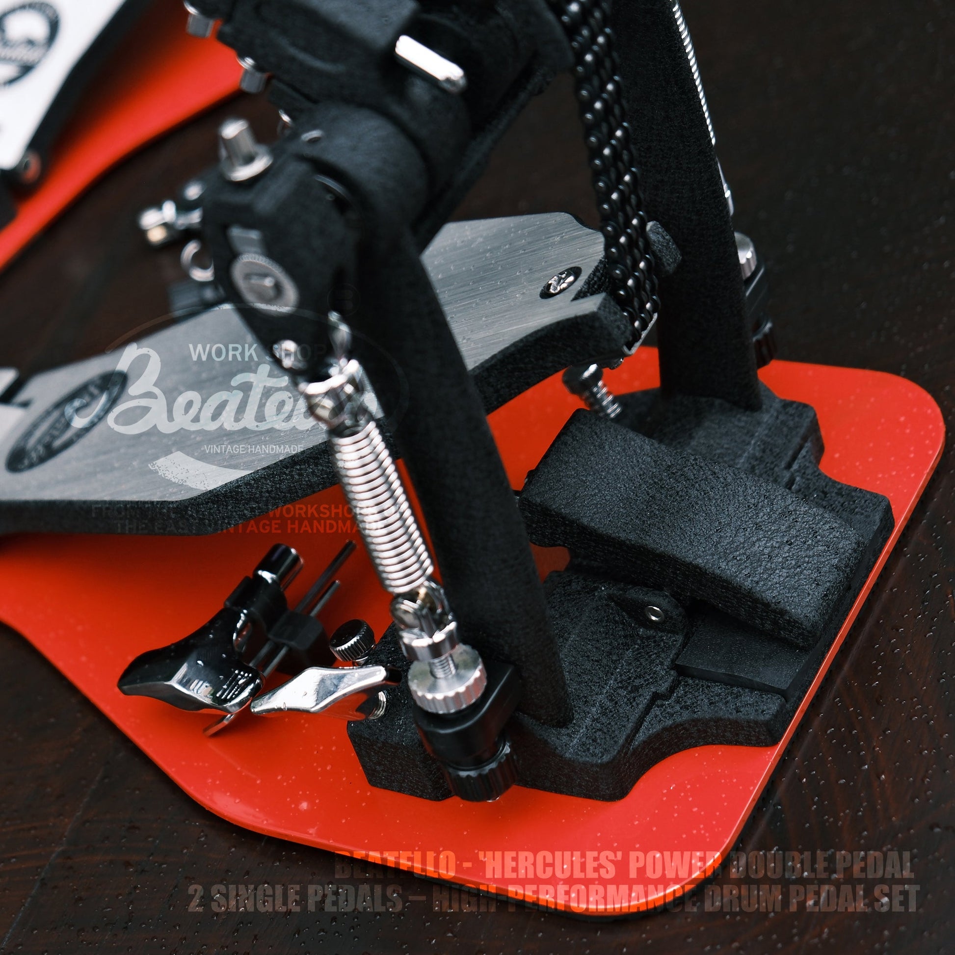 Beatello 'Hercules' Power Double Pedal & 2 Single Pedals Beatello workshop