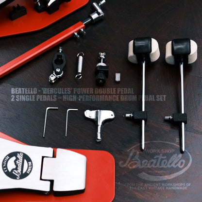 Beatello 'Hercules' Power Double Pedal & 2 Single Pedals Beatello workshop
