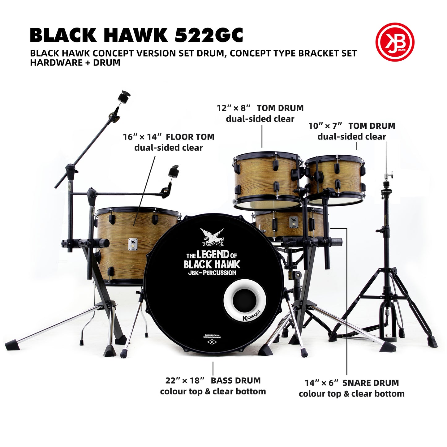 Beatello-Black Hawk 522GC Drum Set