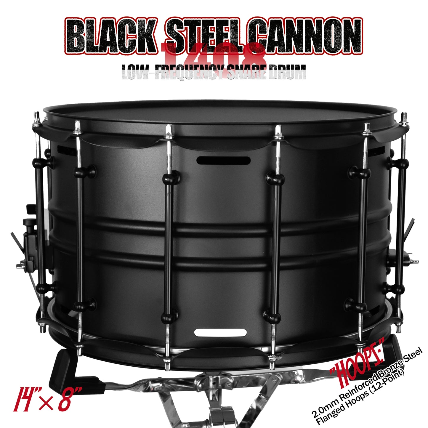 Black Steel Cannon-1408 Snare Drum