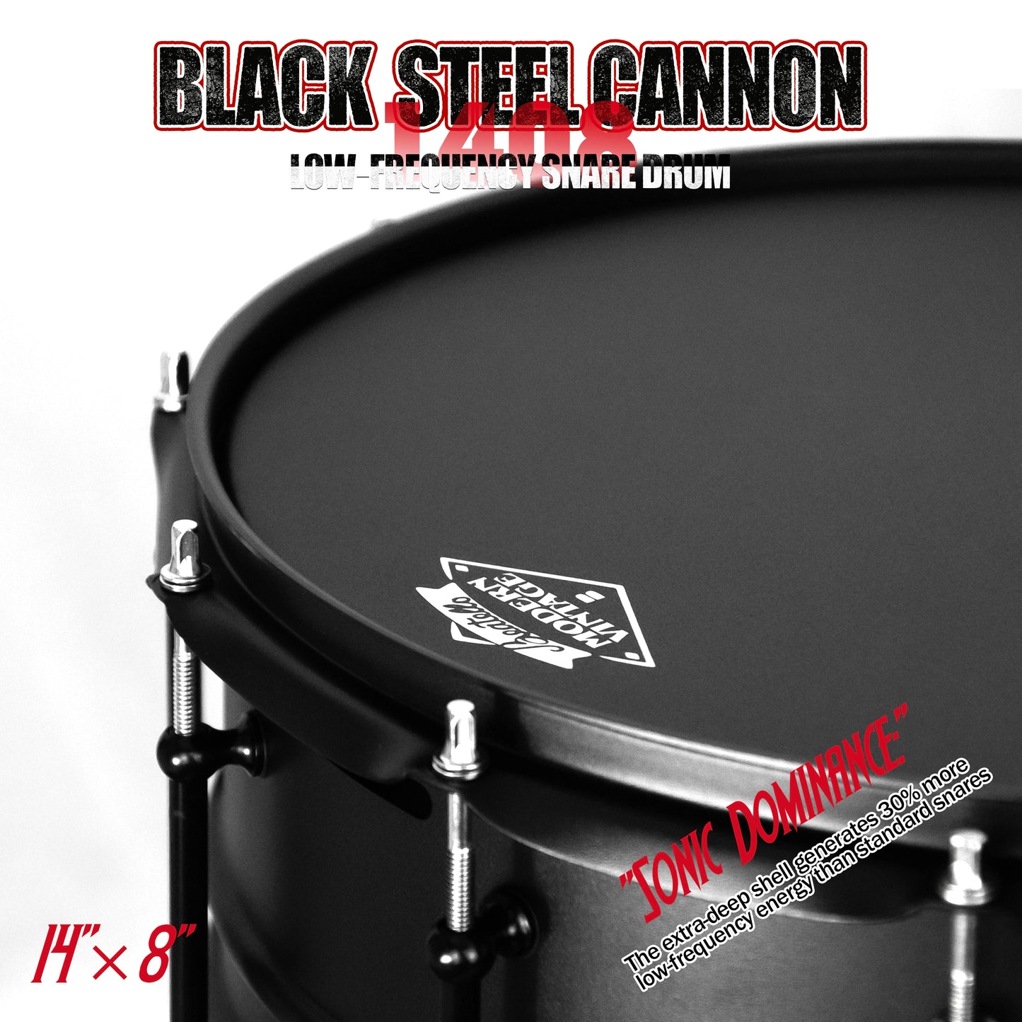 Black Steel Cannon-1408 Snare Drum