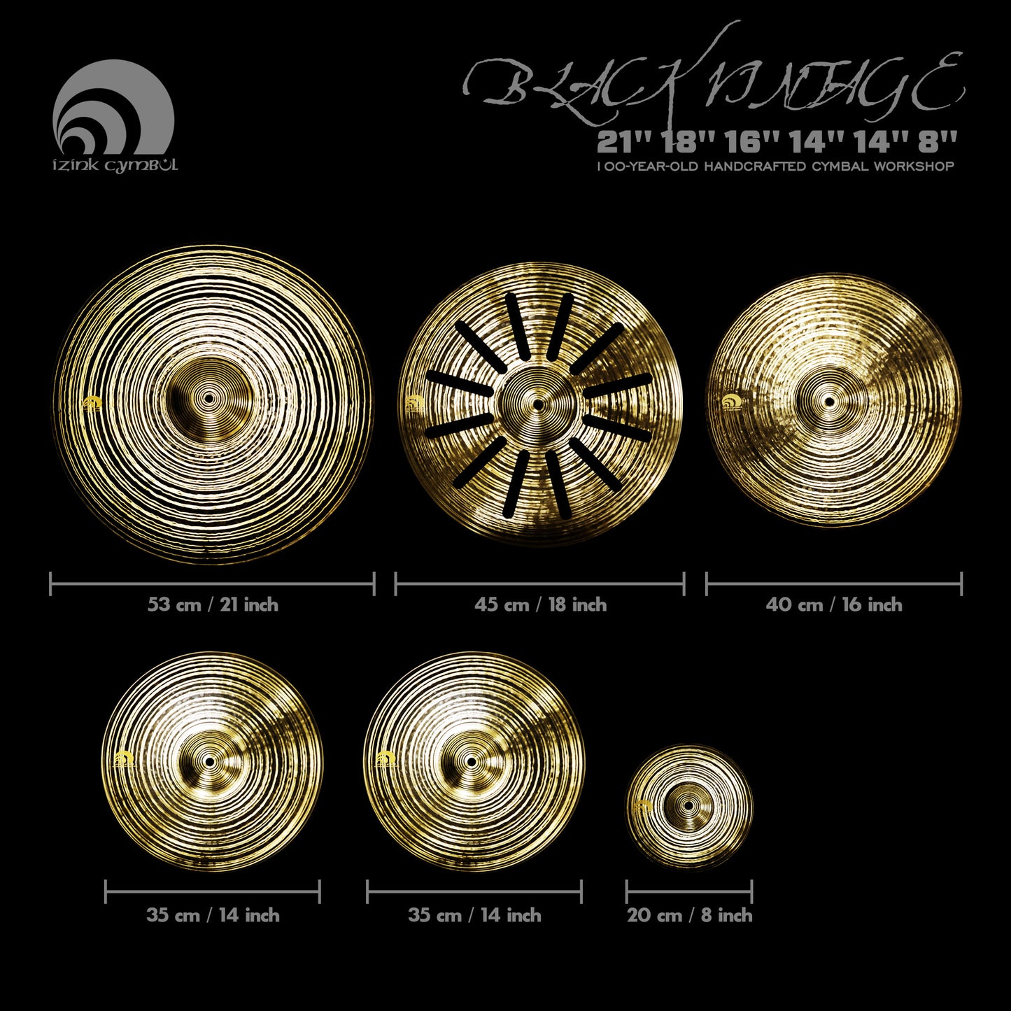 Black Vintage Series Handmade Cymbal Set