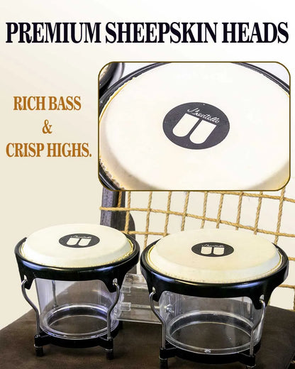 Bongo Drums 7” and 8” Congas Drums for Kids Adults Beginners