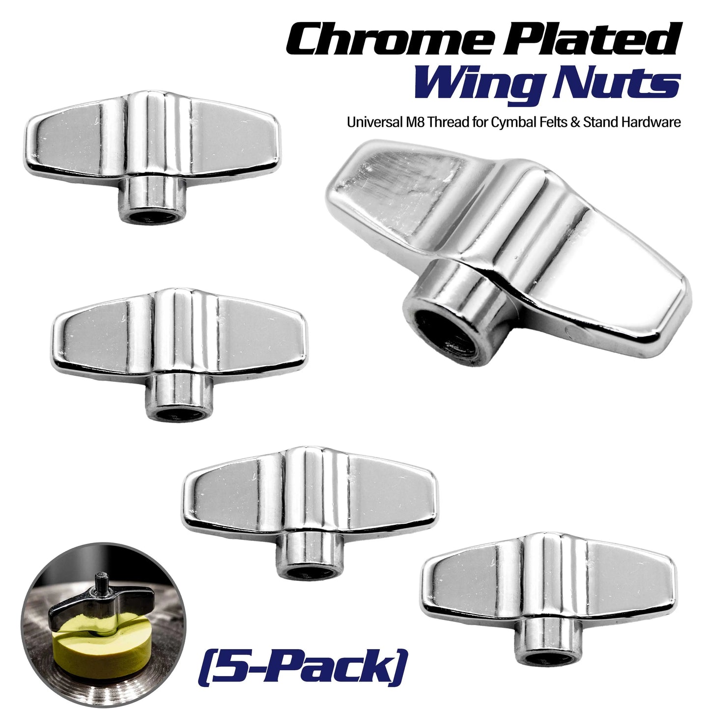 Chrome Plated Wing Nuts 5pcs