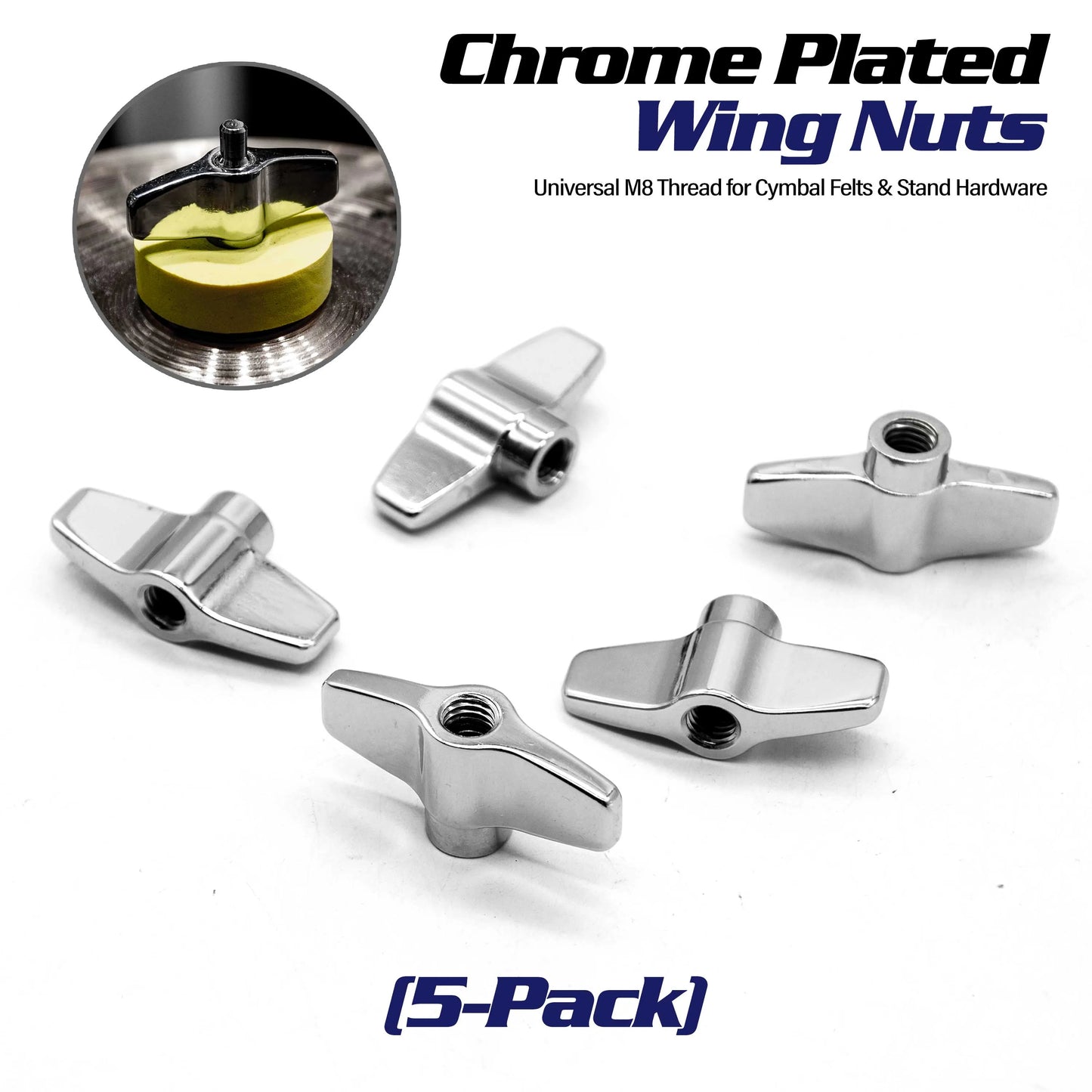 Chrome Plated Wing Nuts 5pcs