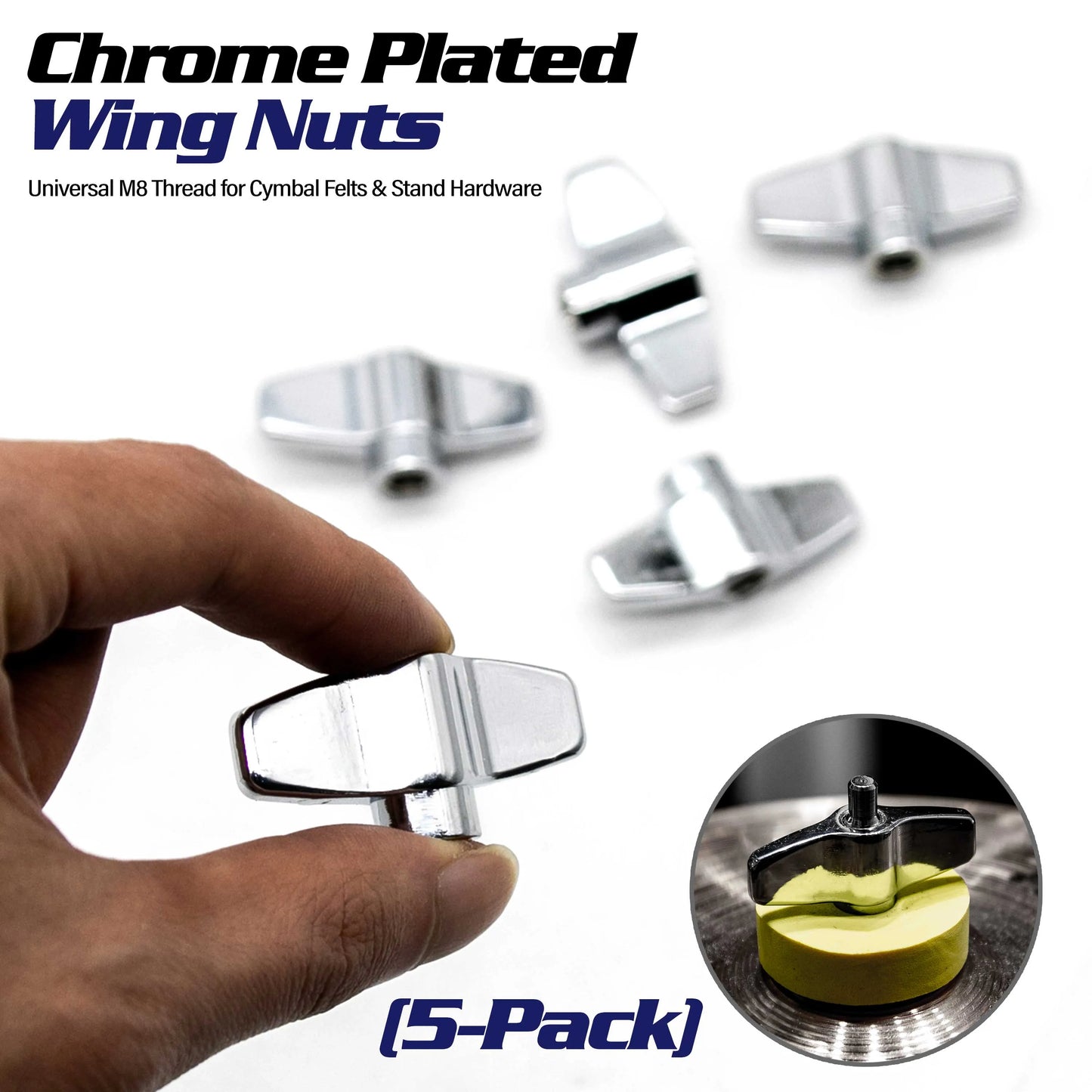 Chrome Plated Wing Nuts 5pcs