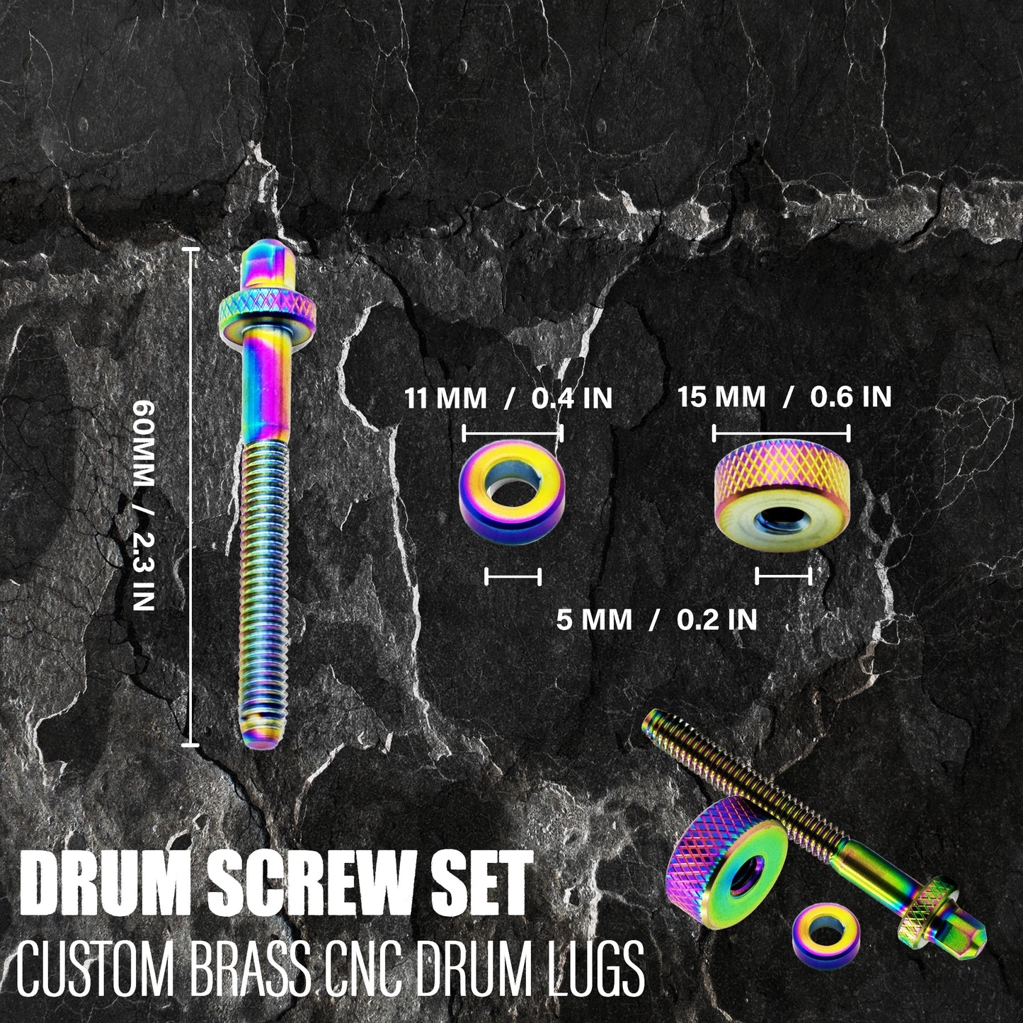 Colored Brass Drum Screw Set