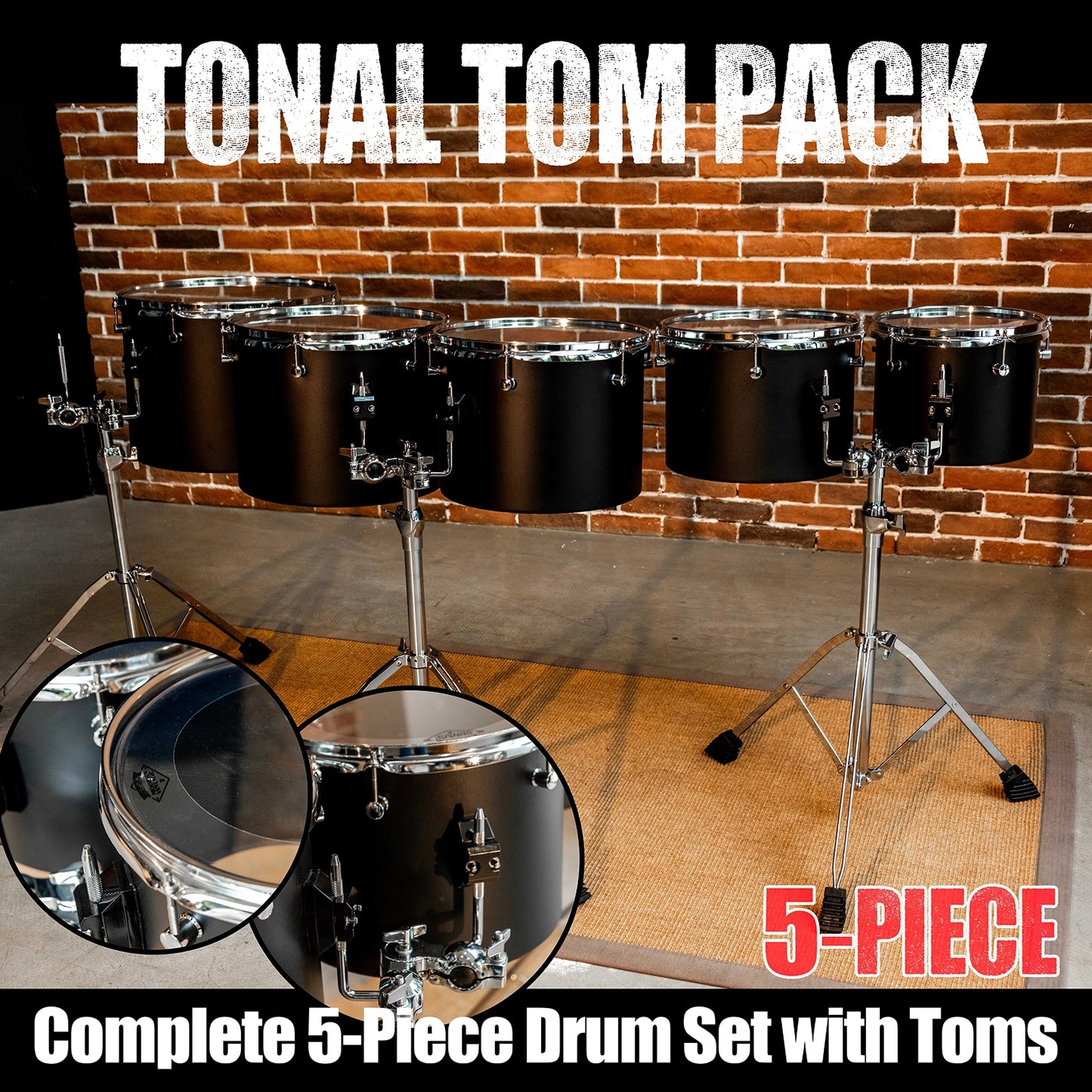 10 12 13 14 16 " Carbon Steel Concert Tom Set w/ Stands