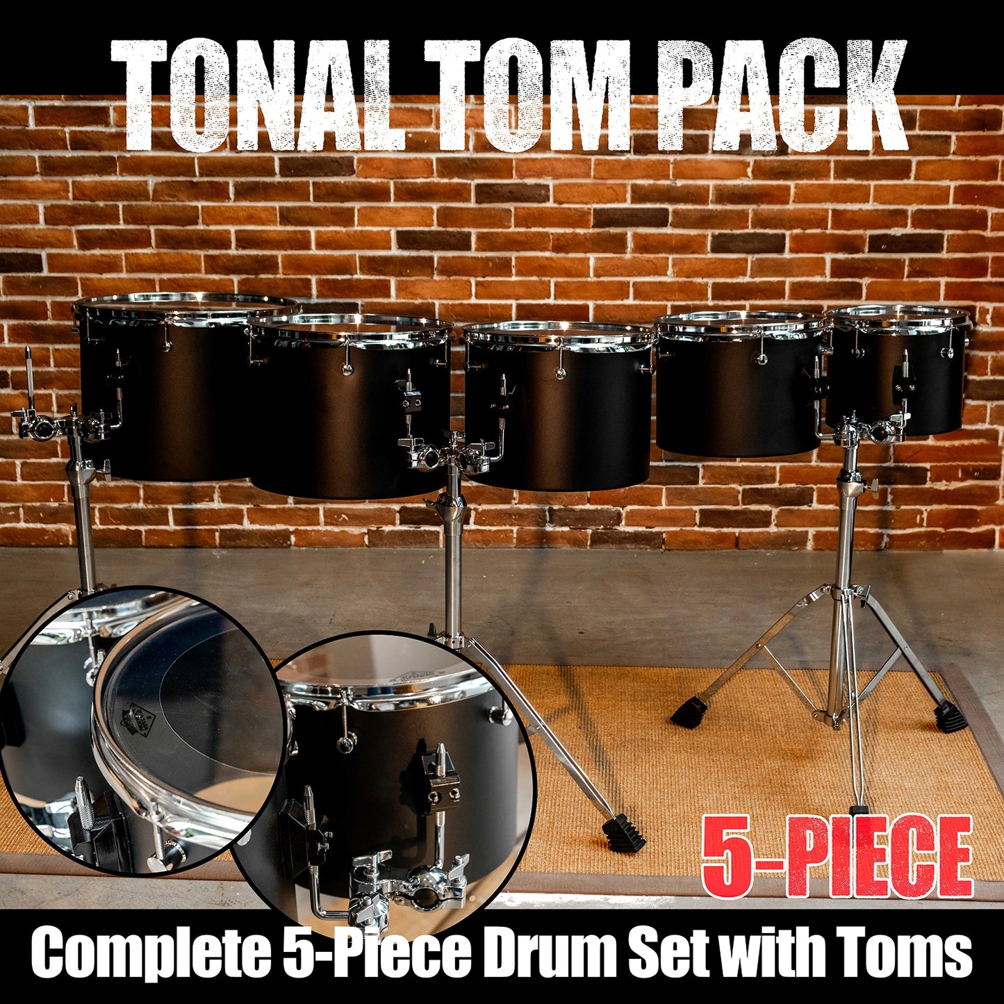 10 12 13 14 16 " Carbon Steel Concert Tom Set w/ Stands