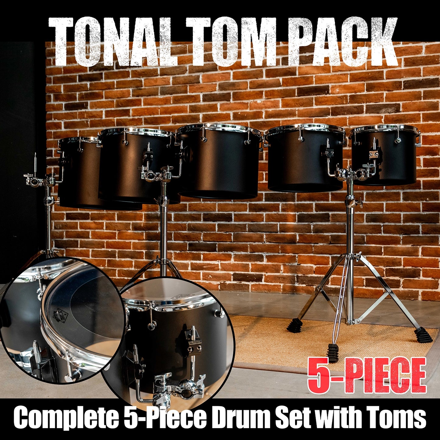 10 12 13 14 16 " Carbon Steel Concert Tom Set w/ Stands