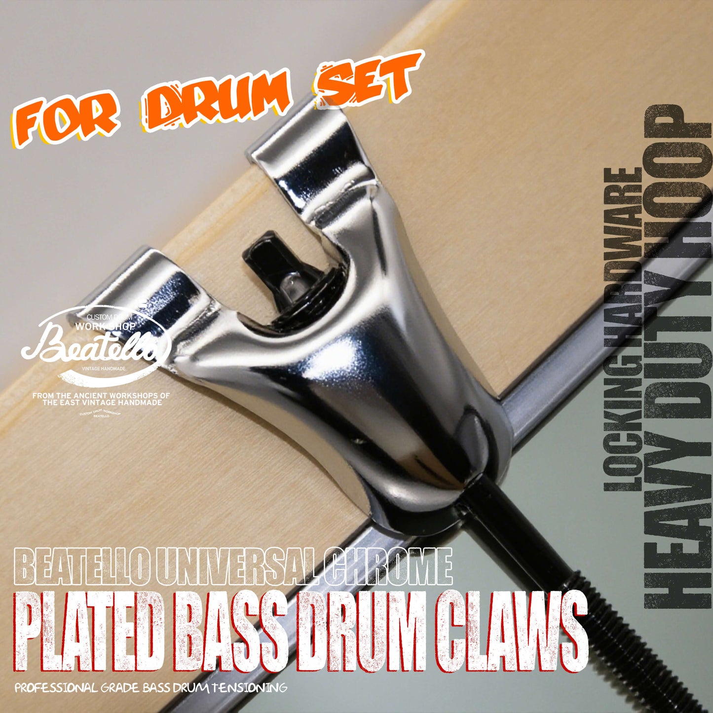 Die Cast Bass Drum Claw Hook, Chrome