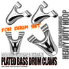 Beatello Die Cast Bass Drum Claw Hook, Chrome Drum Hardware