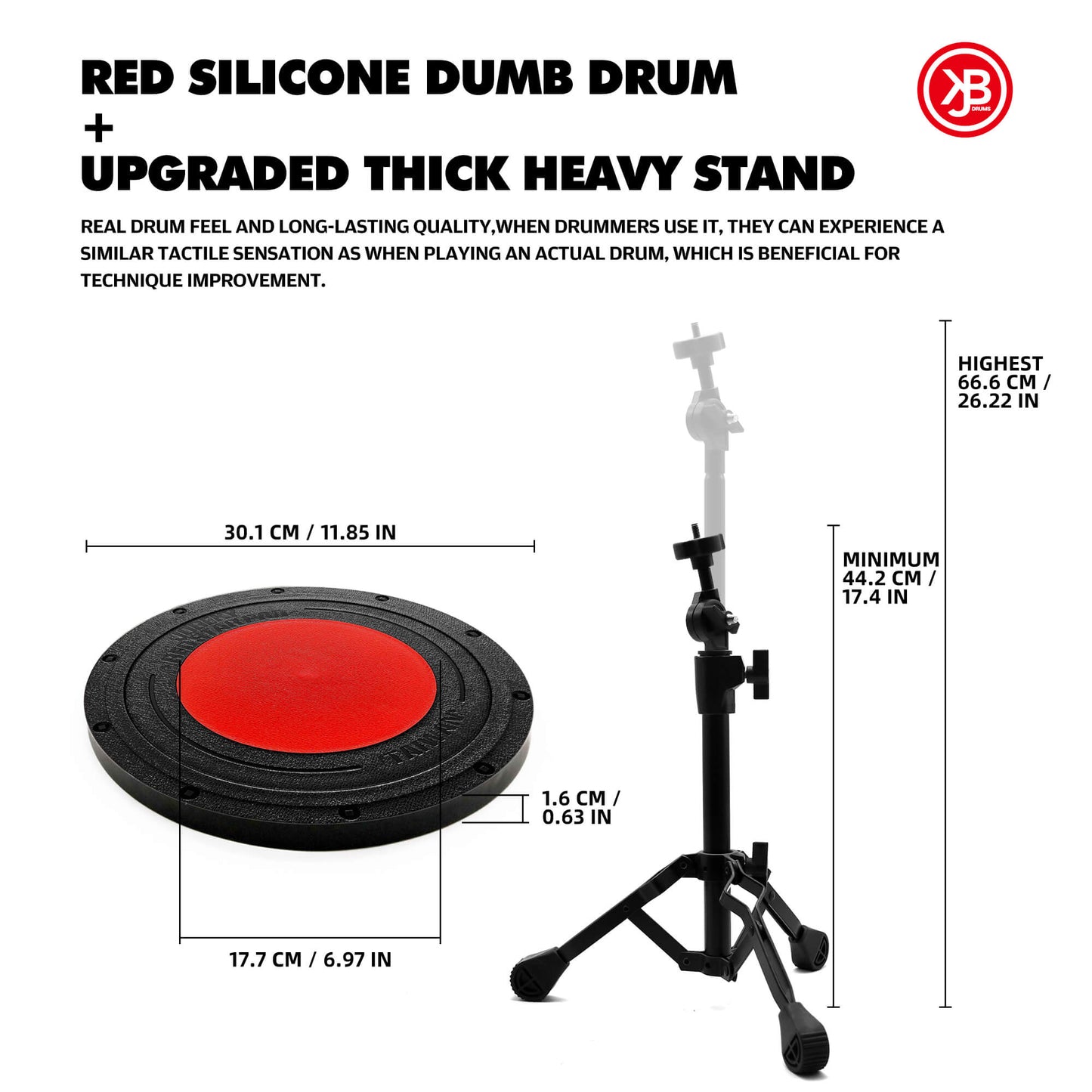 Adjustable height Drum Practice Pad
