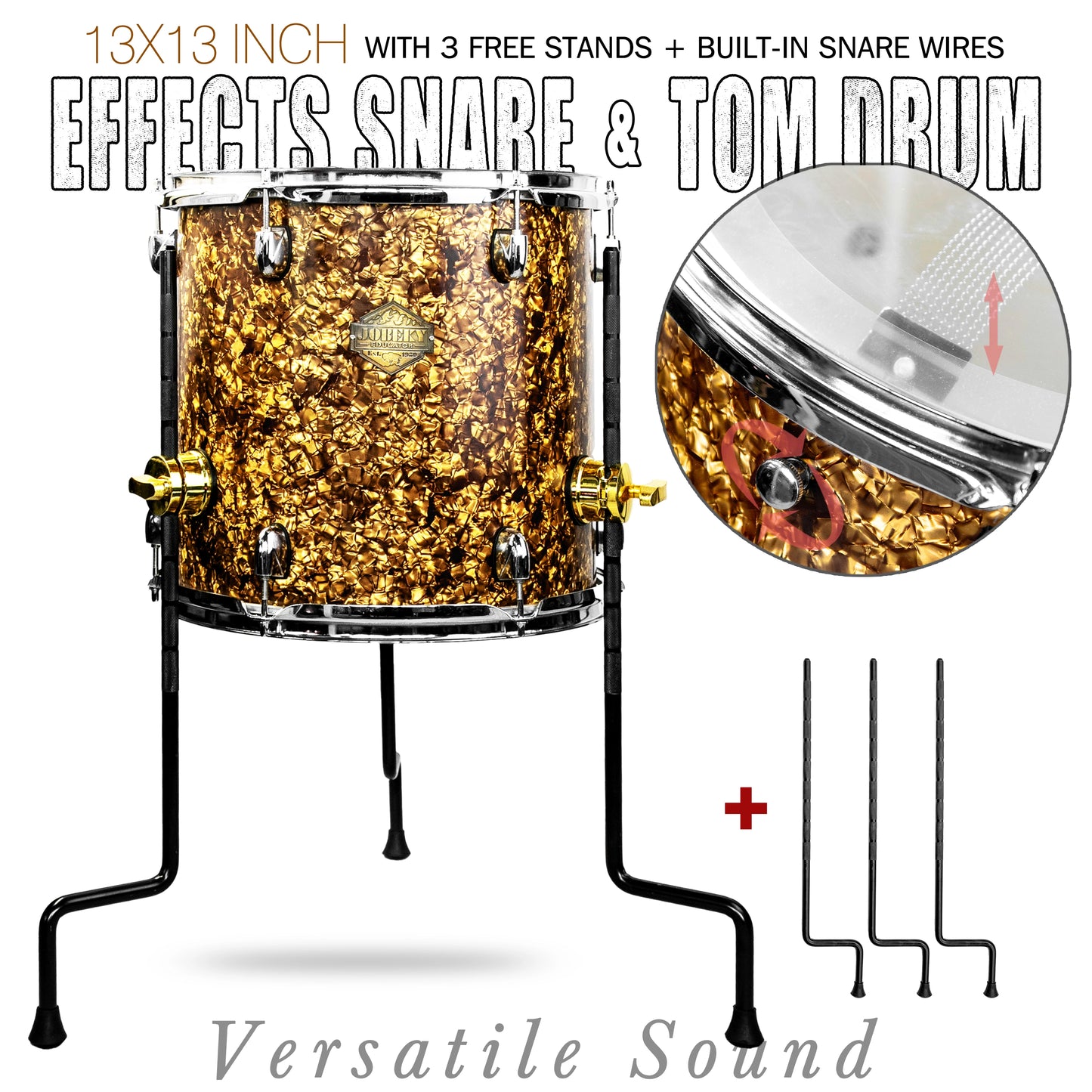 Gold 13×13-inch Special Effect Floor Snare Drum
