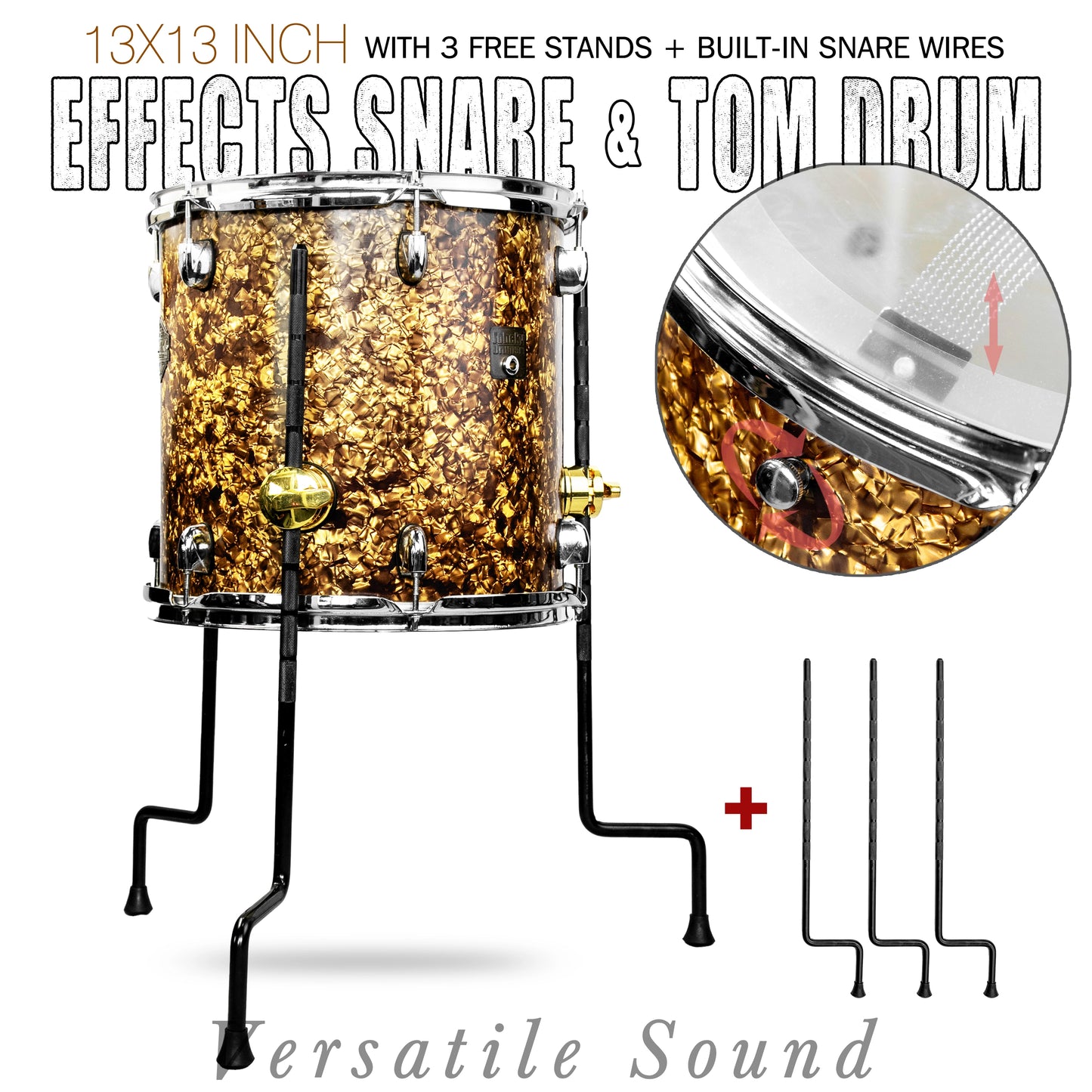 Gold 13×13-inch Special Effect Floor Snare Drum