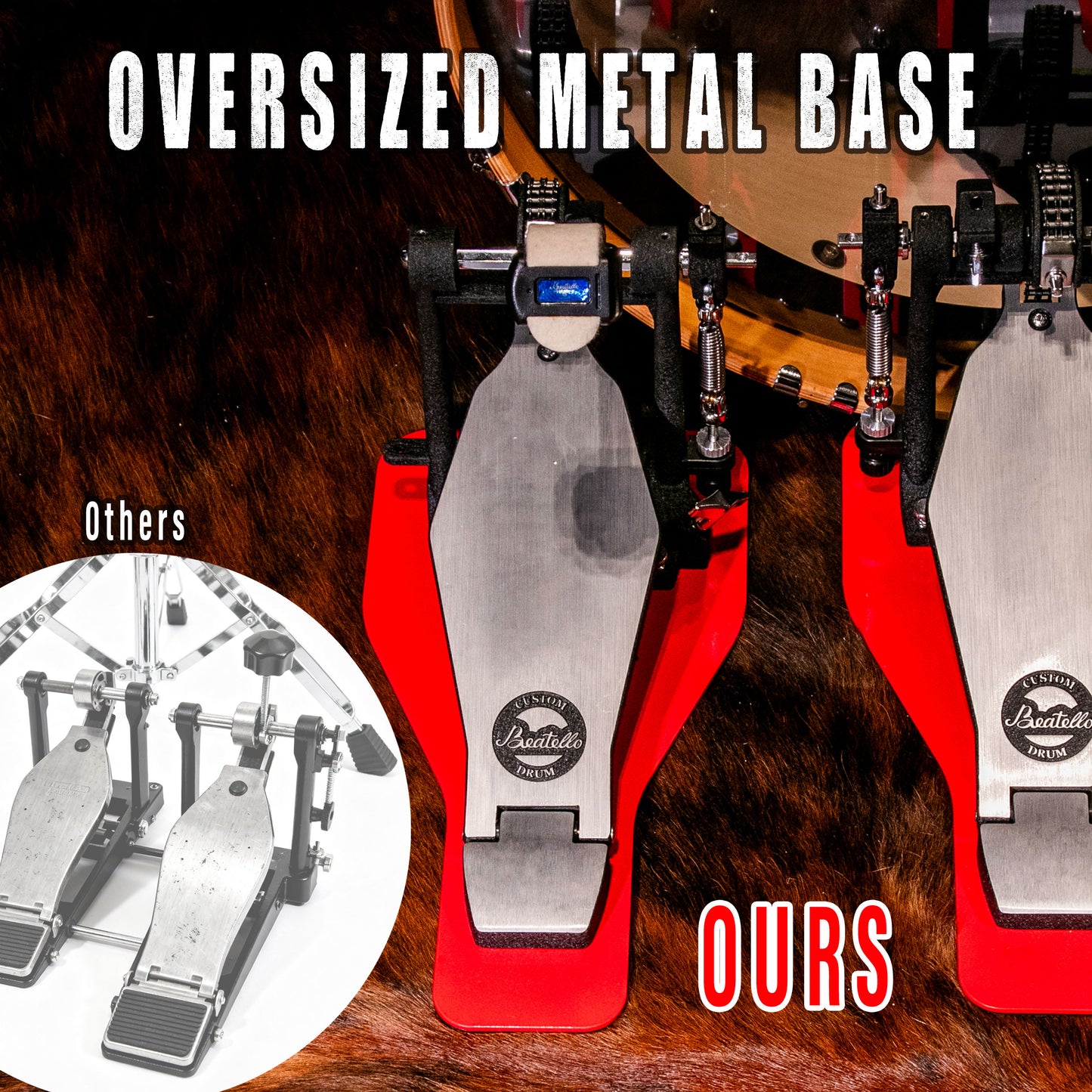 Beatello 'Hercules' Power Double Pedal & 2 Single Pedals