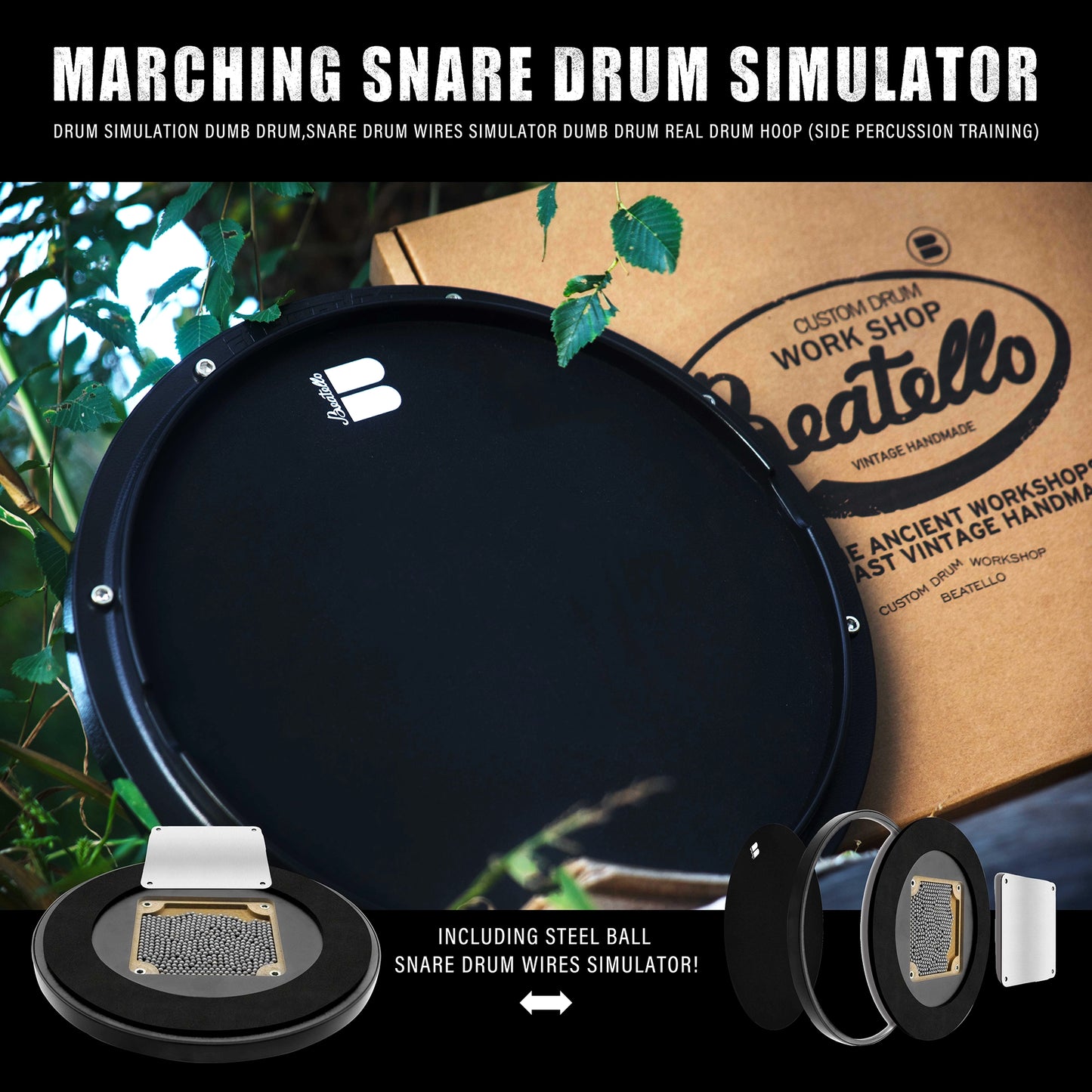 Marching Snare Drum Built-in 455 Steel Balls