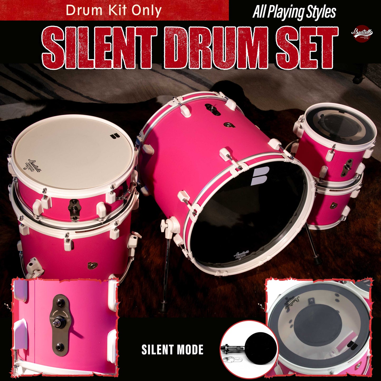 JBK- Muffler Drum Set 518 Series Pink Drum
