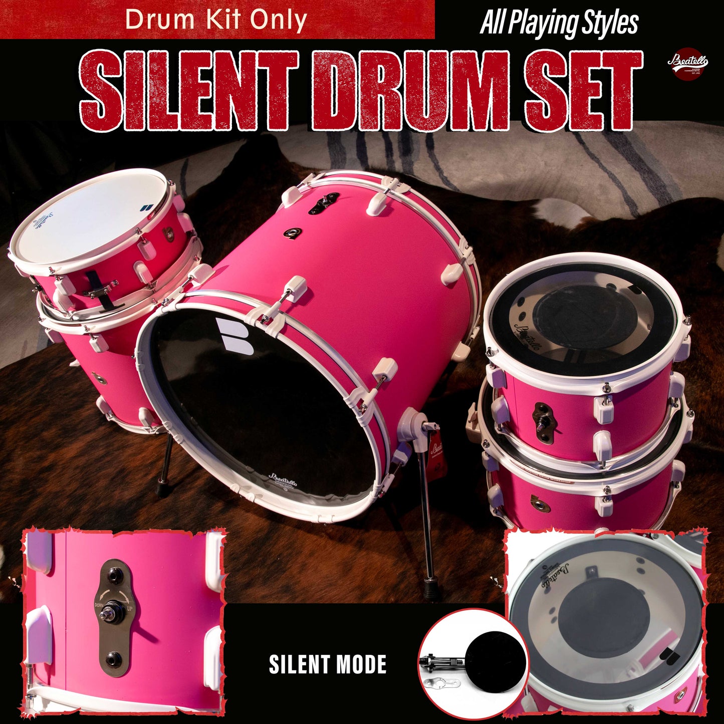 JBK- Muffler Drum Set 518 Series Pink Drum